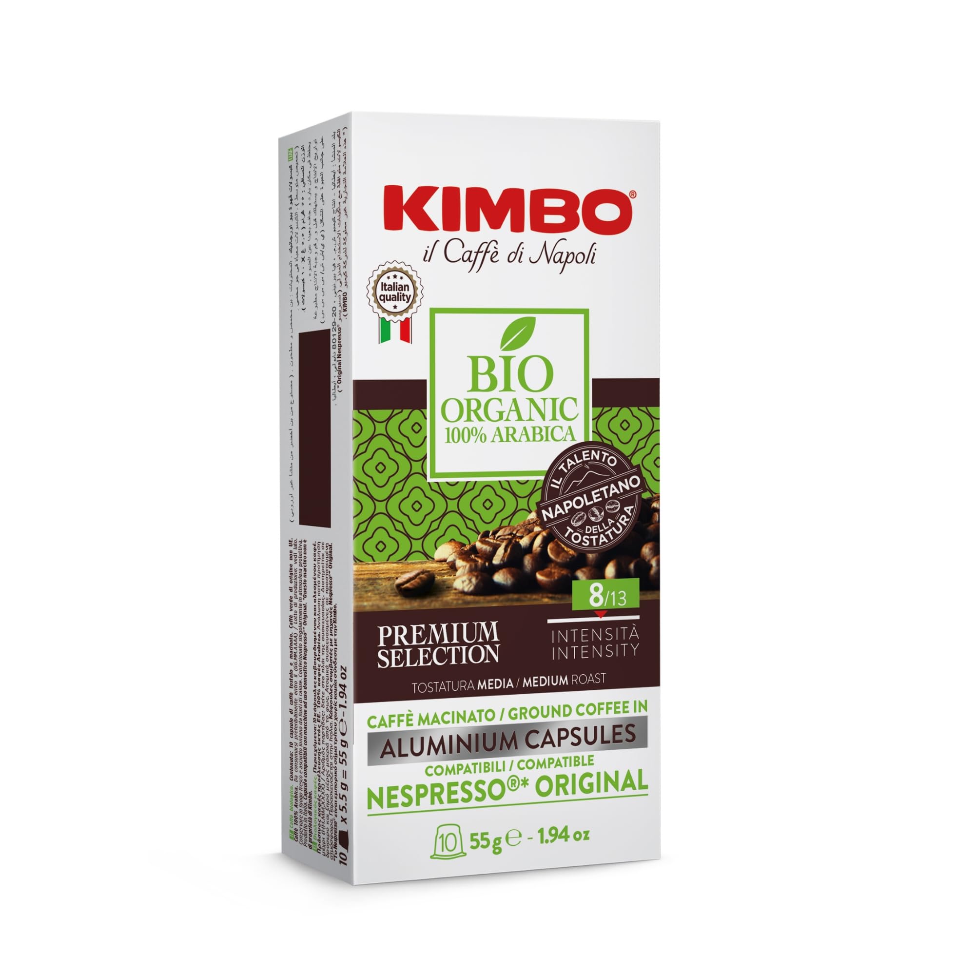 Kimbo – Bio-Kaffeekapseln (10er-Pack) | Italienische mittlere Röstung | Nespresso-kompatibel