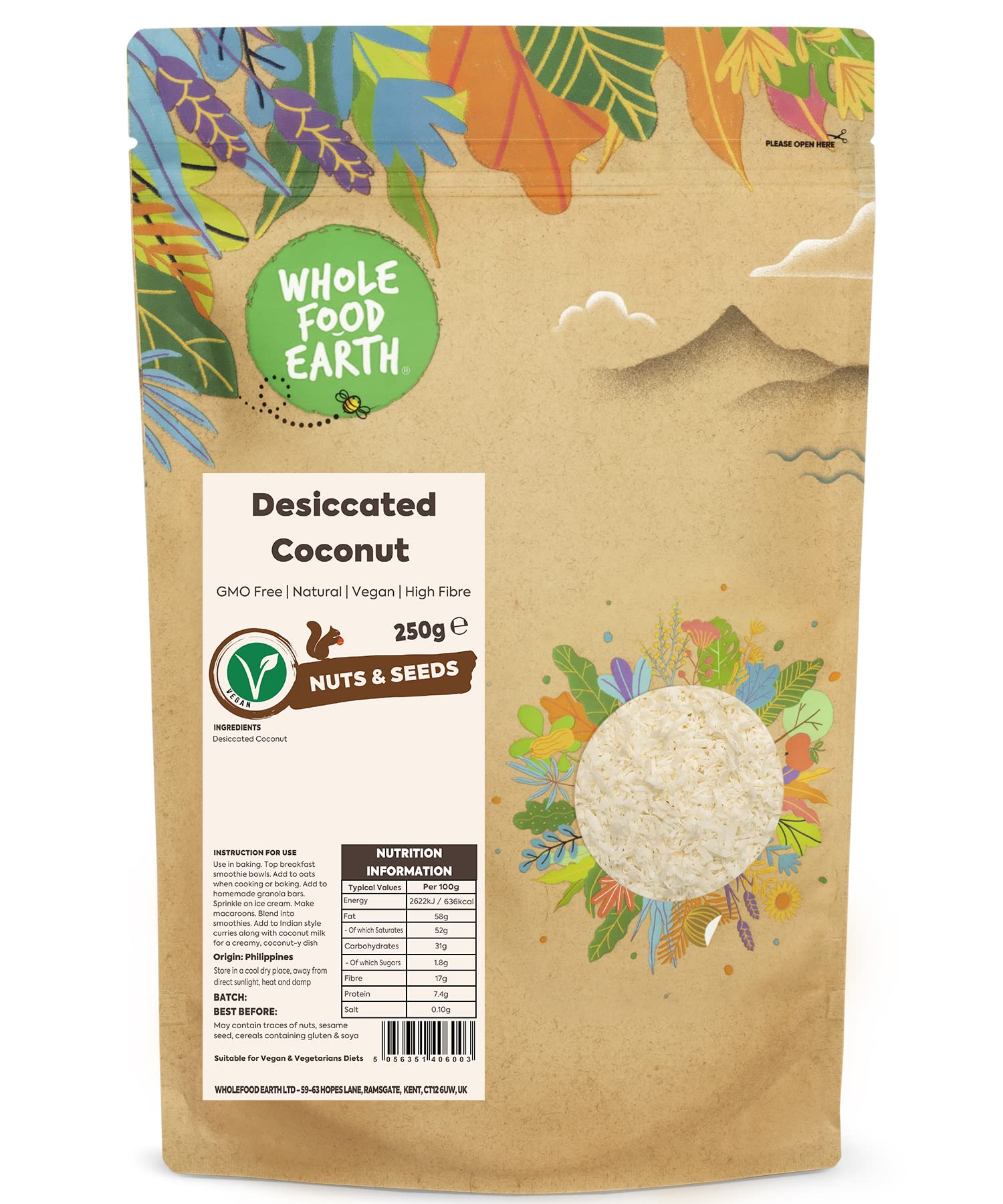 Wholefood Earth Kokosraspeln (250g)