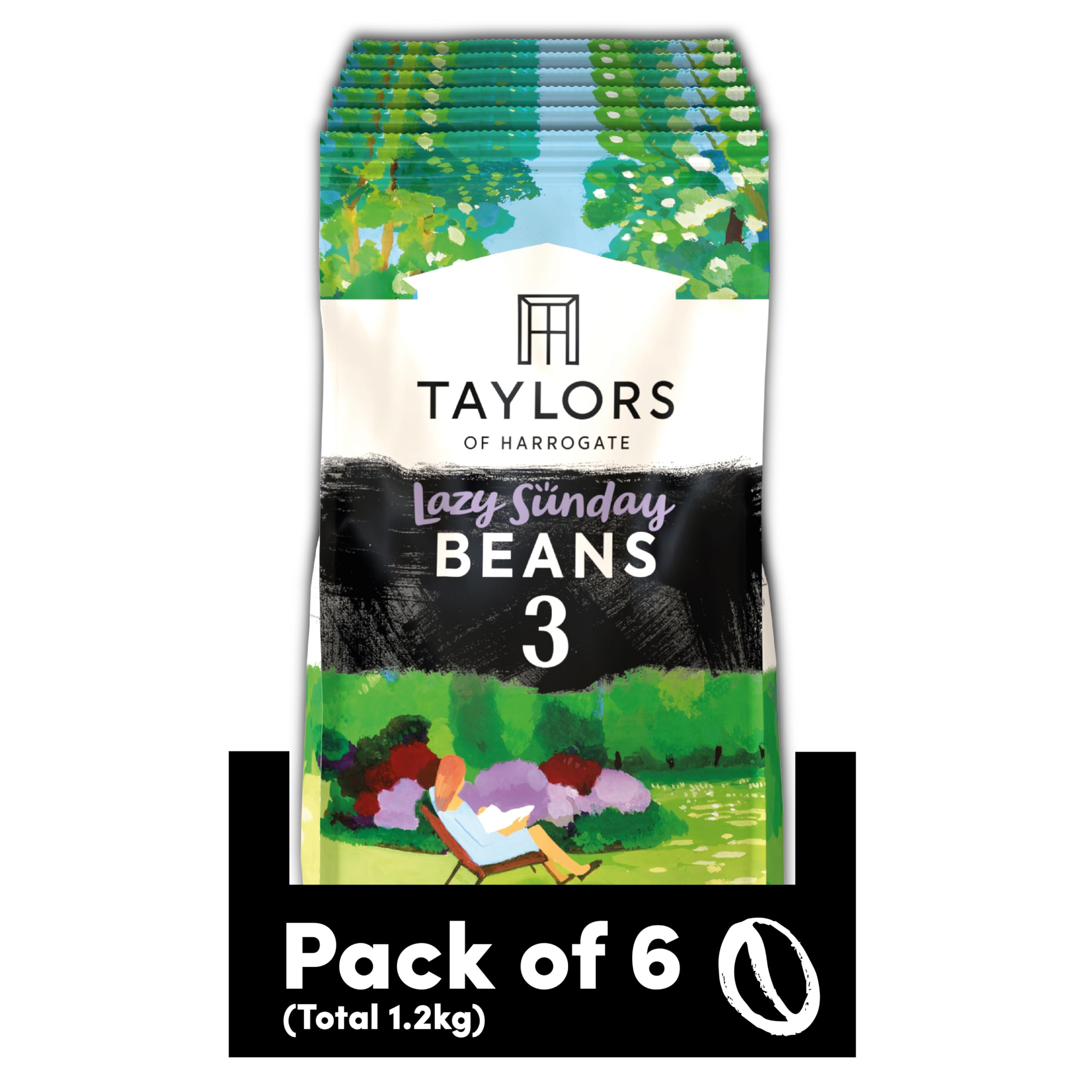 Taylors of Harrogate Lazy Sunday Kaffeebohnen – 100 % Arabica-Ganzbohnenmischung, 200 g (6er-Pack)