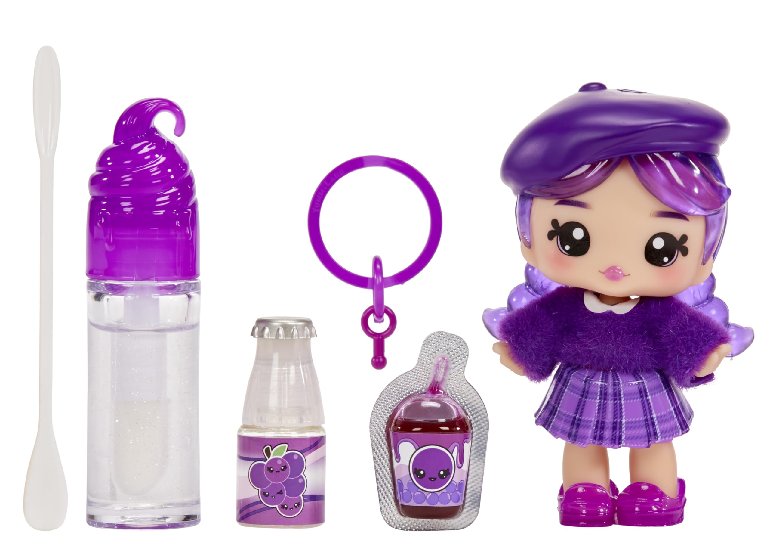 Yummiland Lipgloss-Puppe – Greta Grape – DIY-Duft-Lipgloss-Set und Modepuppe für Kinder