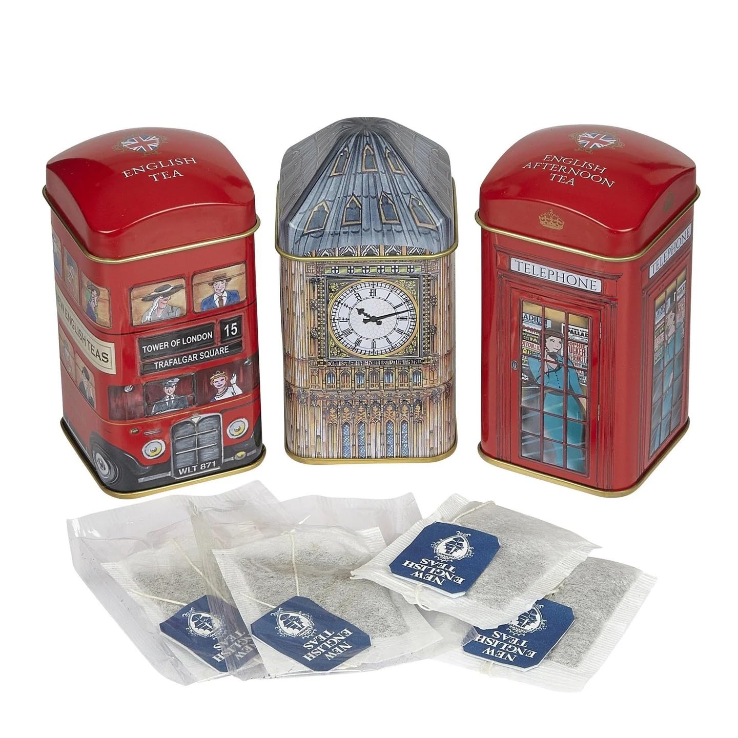 New English Teas Heritage Selection Dreifachdose, 28 Teebeutel – Big Ben, roter Bus und Telefonzelle