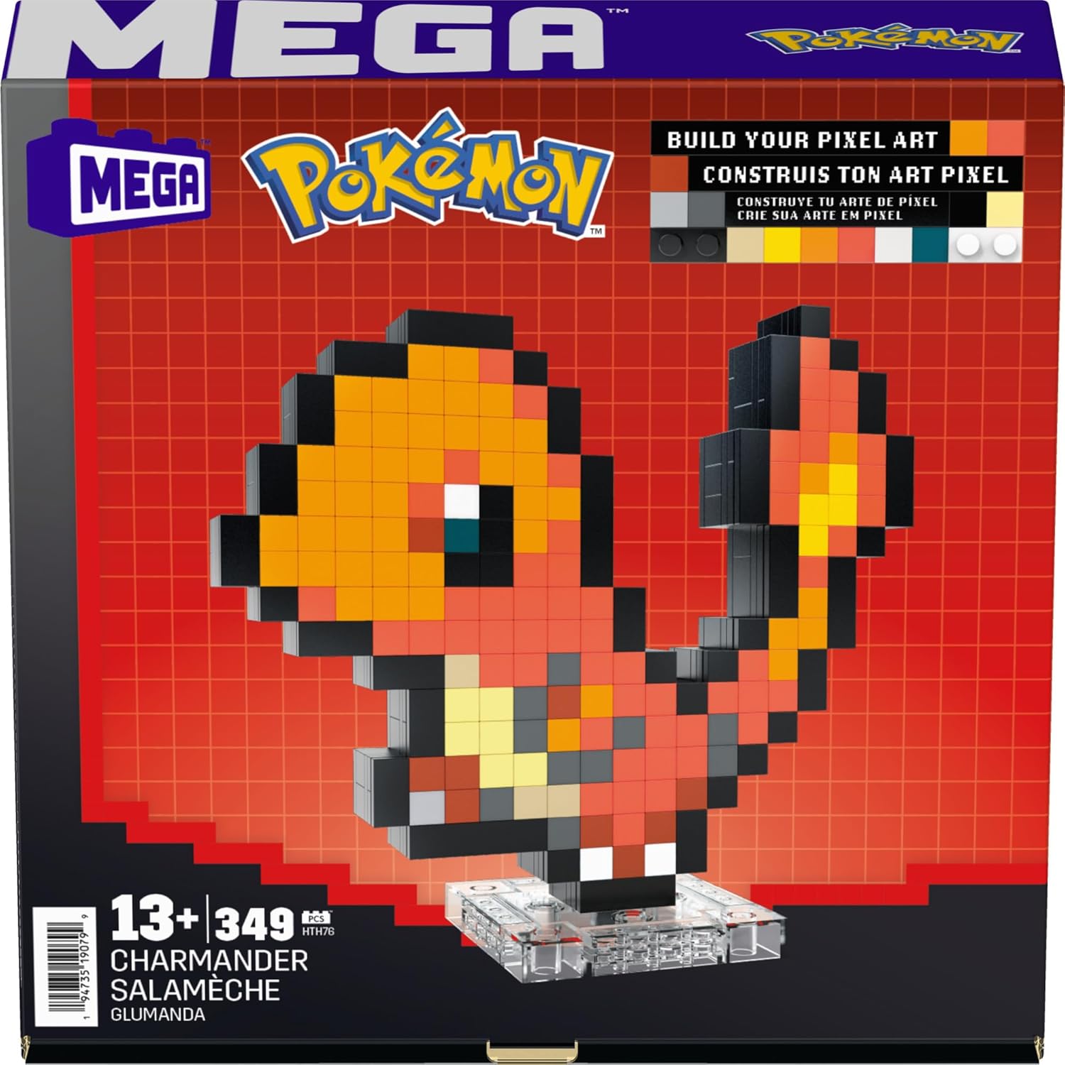 MEGA Pokémon Charmander Building Set - 349-Piece Pixel Art Figure for Adult Collectors