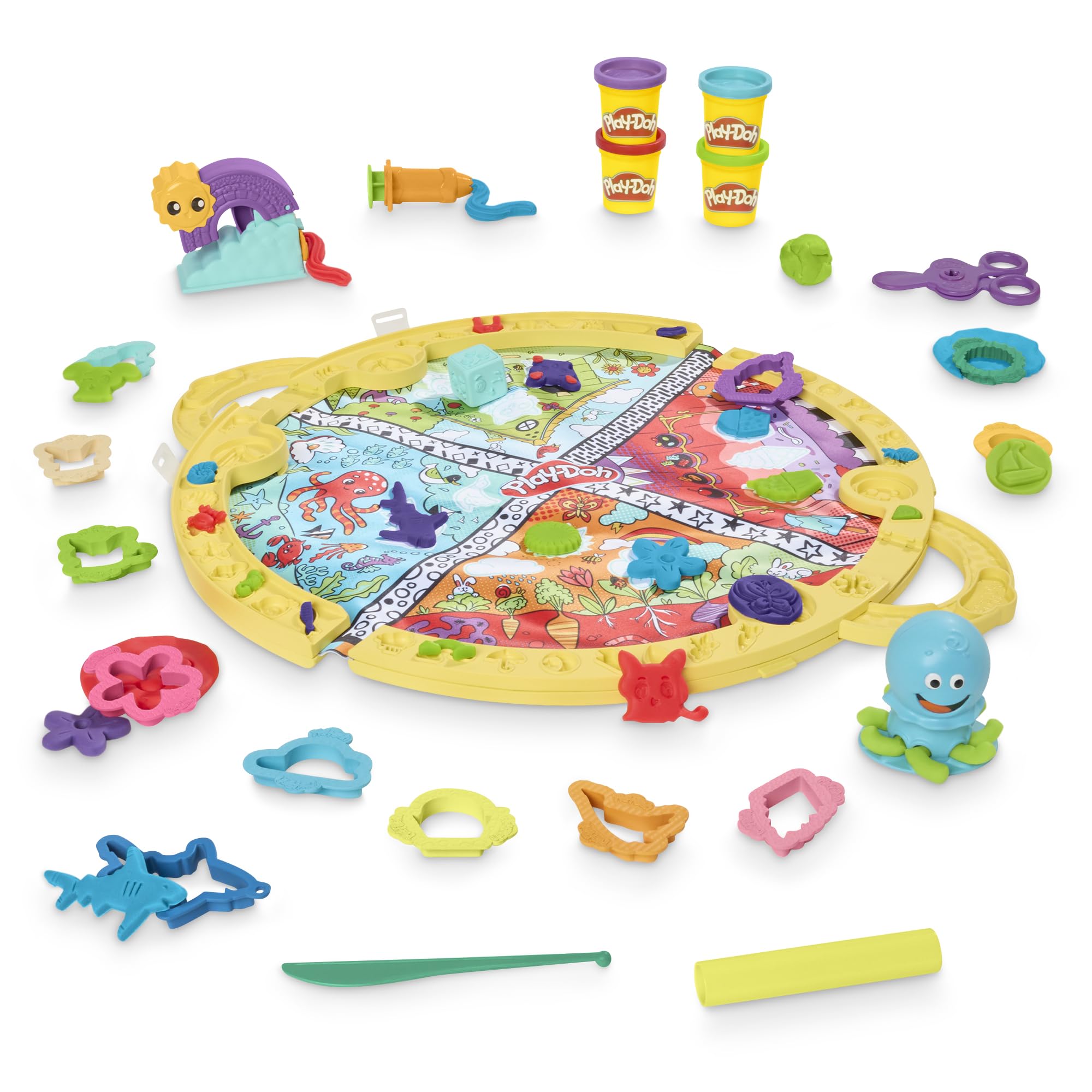 Play-Doh Fold and Go Spielmatten-Starter-Spielset – Kreatives Kunst- und Bastelspielzeug für Kinder ab 3 Jahren