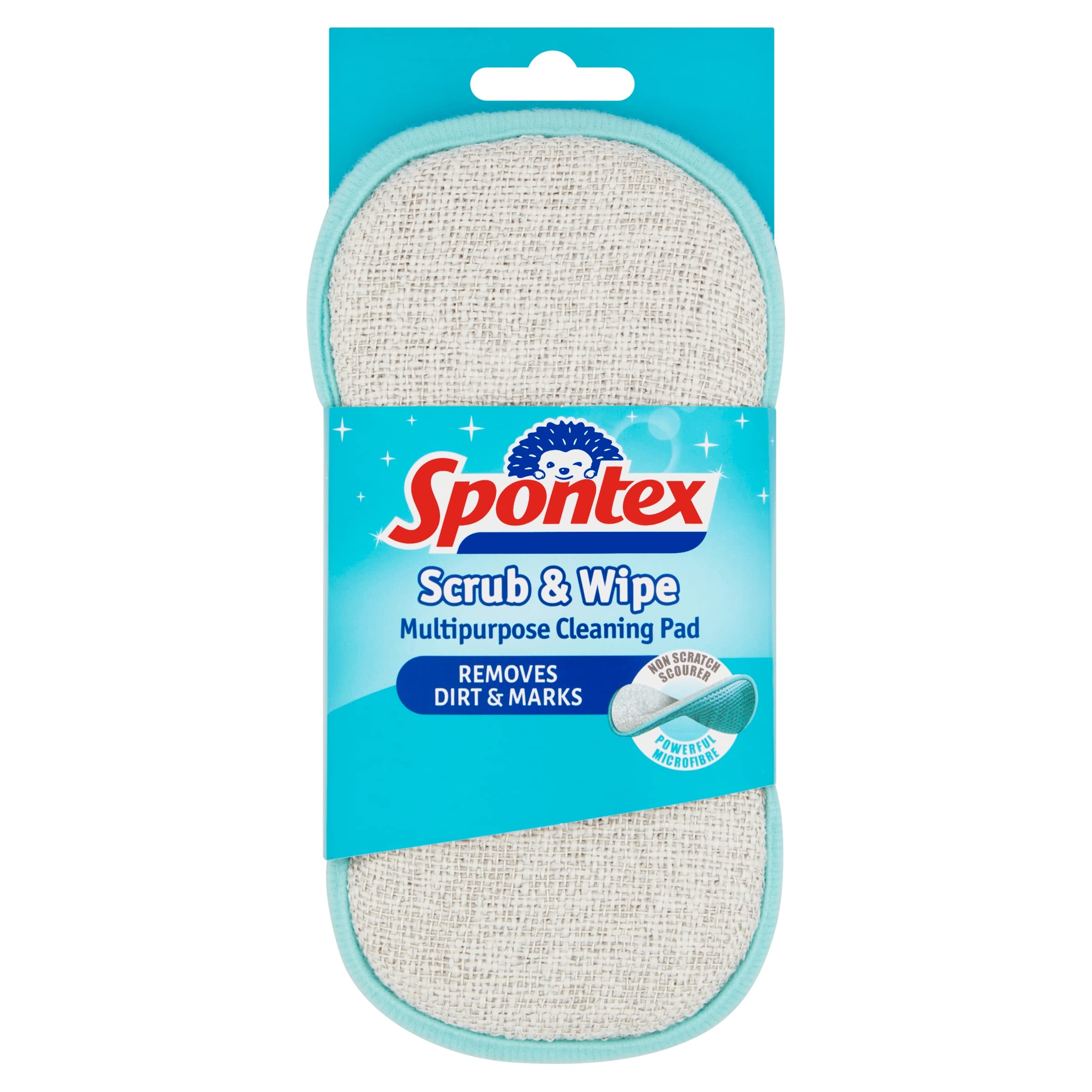 Spontex - Schrubb- und Wisch-Reinigungspad, doppelseitige Mikrofaser und kratzfester Schwamm