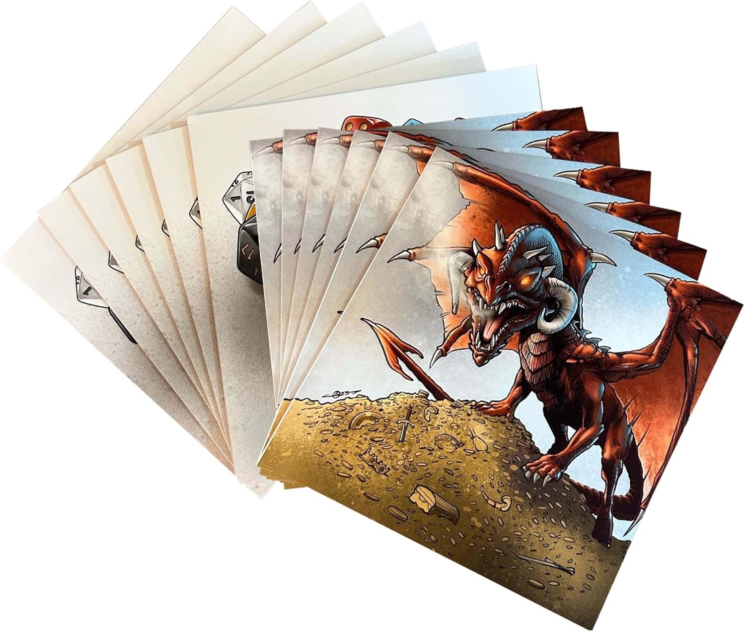 Loke RPG-Grußkarten, 12er-Pack – Illustrierte Karten mit Drachen- und Würfeldesigns für Tabletop-Gamer