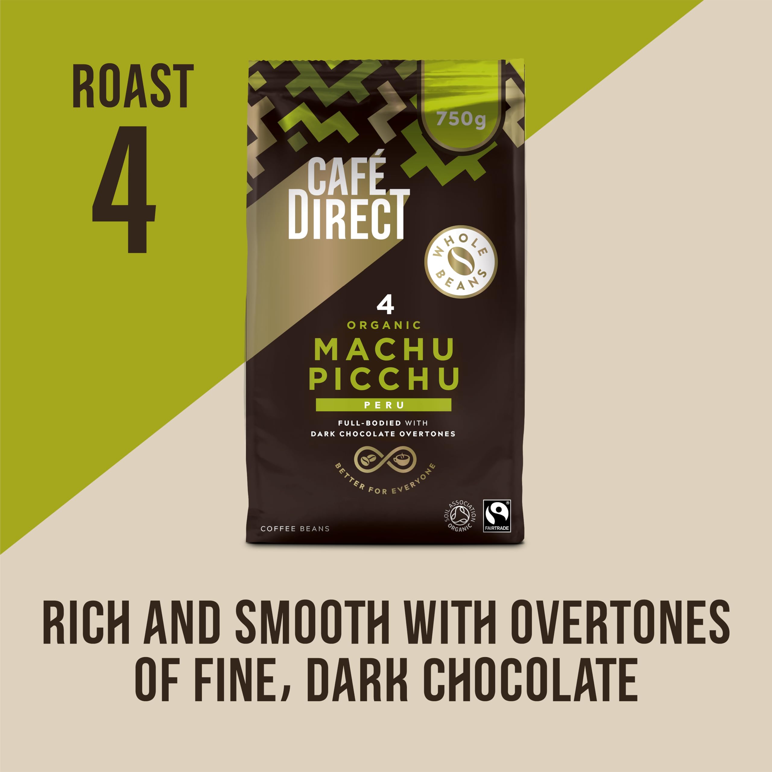 Cafédirect Machu Picchu Bio-Kaffeebohnen – Single Origin Fairtrade Arabica, 750 g