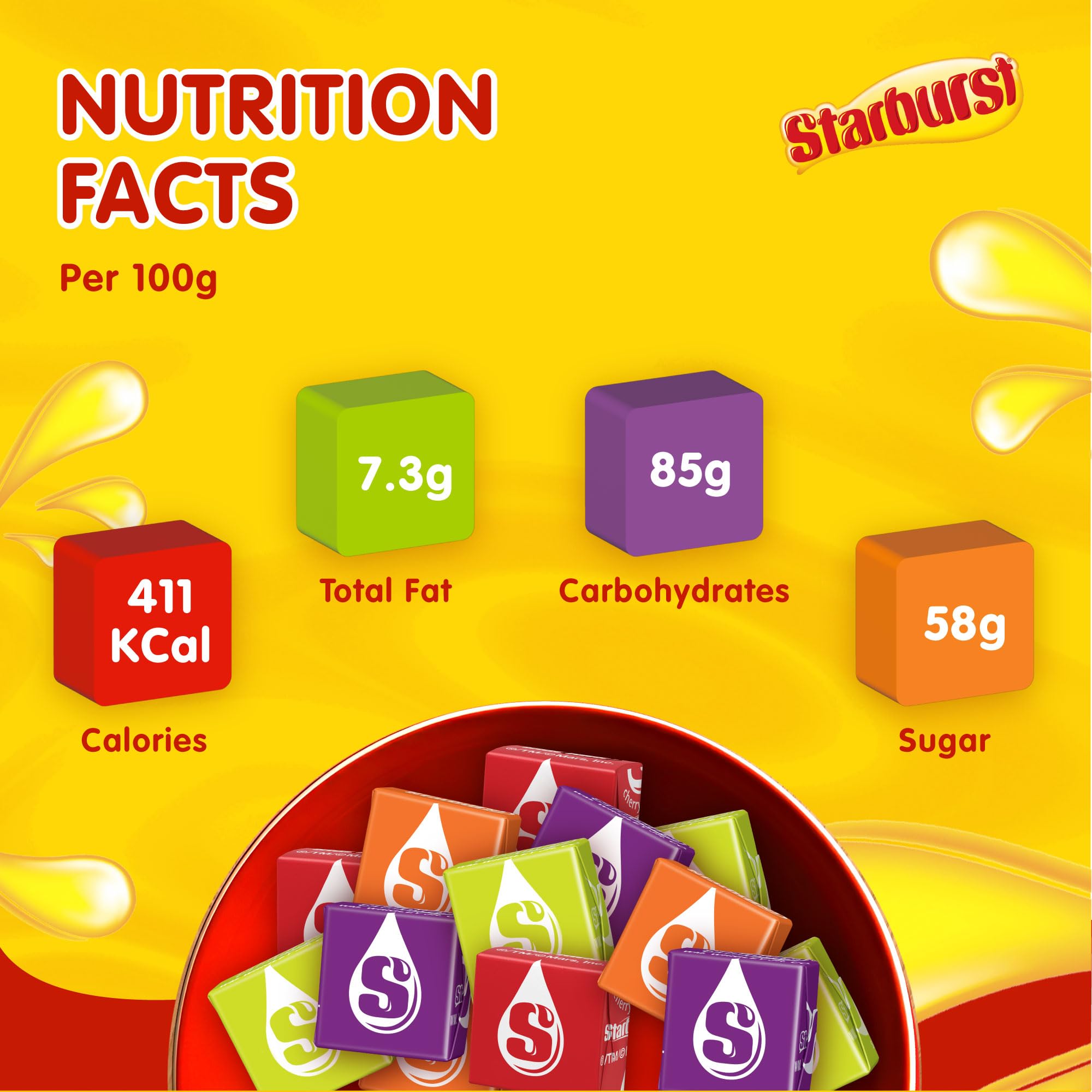 Starburst – Vegane Süßigkeiten mit Fruchtgeschmack, Großpackung (24 Packungen à 45 g)
