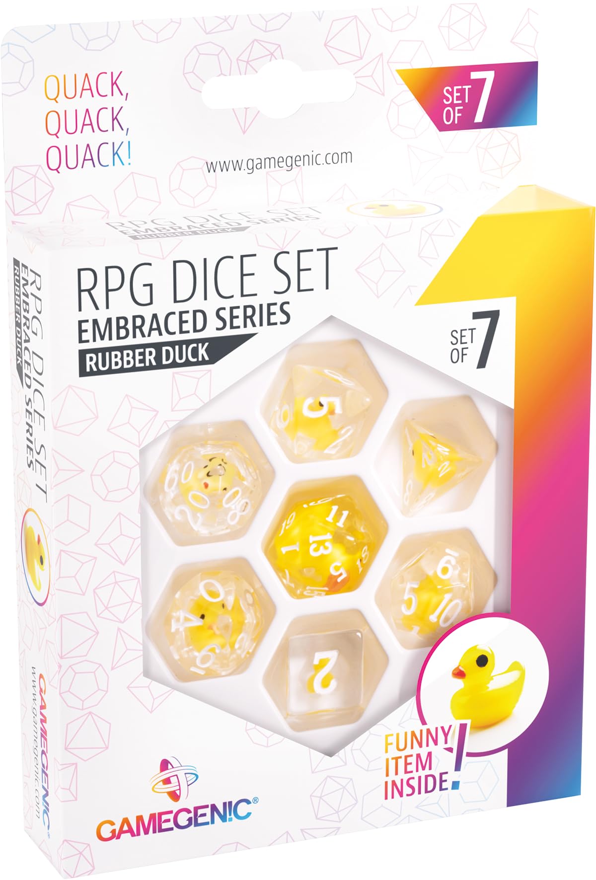 Embraced Series RPG-Würfelset | Set mit 7 thematischen Harzwürfeln mit Gummienten-Design von Gamegenic