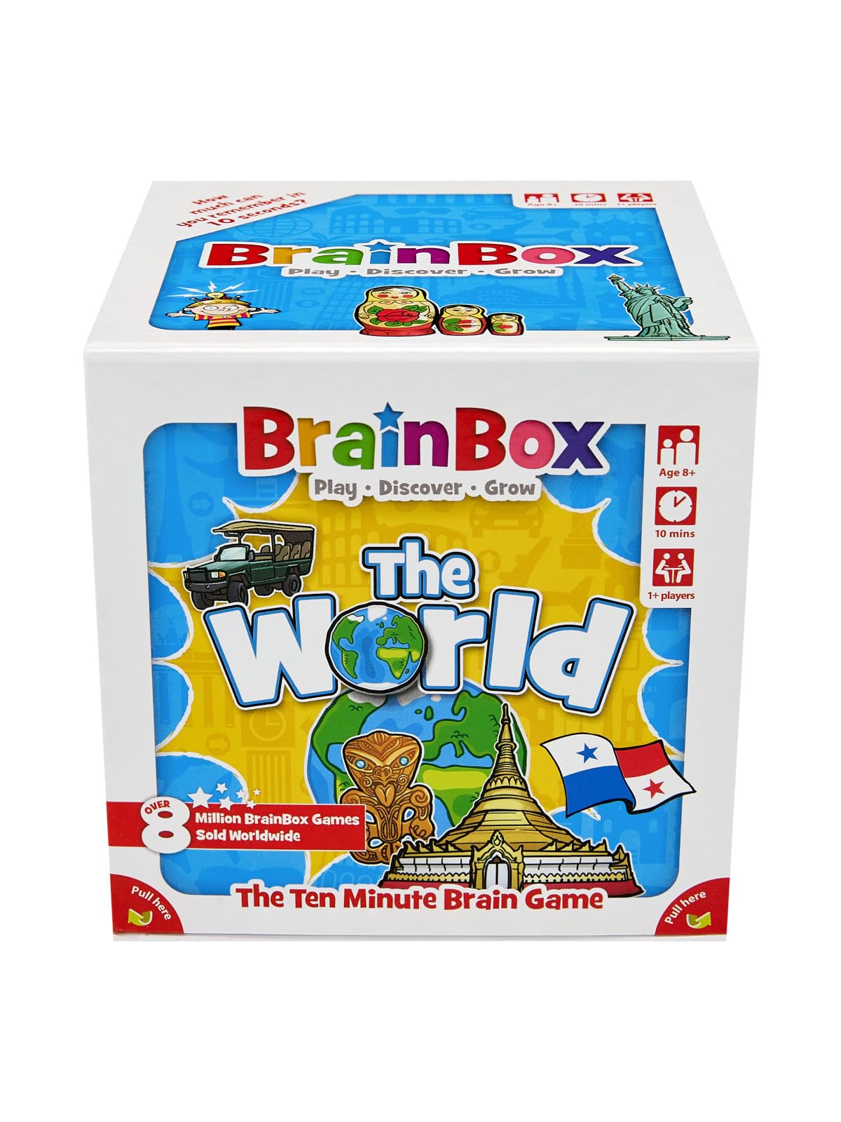 BrainBox The World Kartenspiel | 55 Karten, 440 Fragen | Familienspaß für Kinder ab 8 Jahren