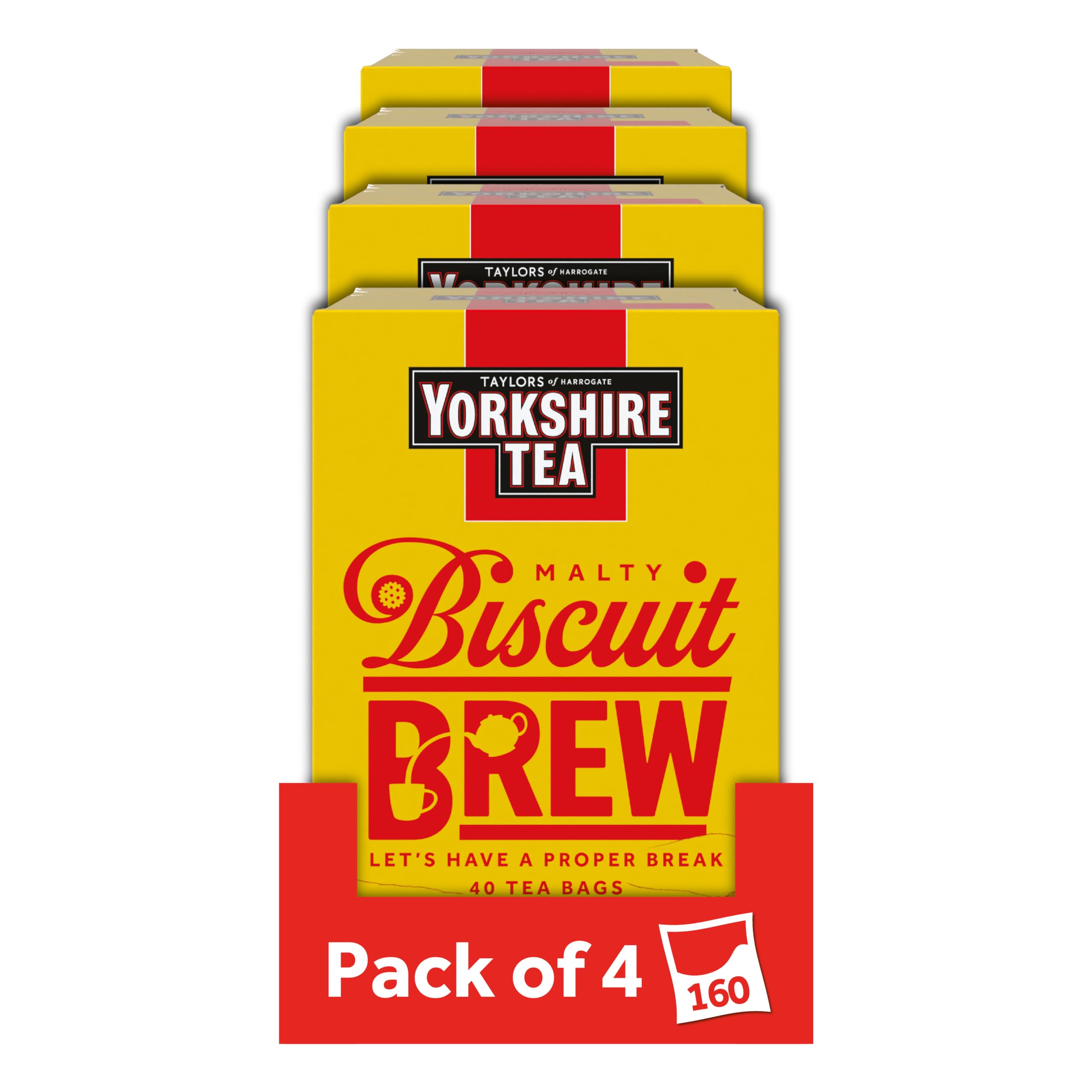 Yorkshire Tea – Teebeutel mit Biscuit Brew-Geschmack, 40 Beutel pro Schachtel (4 Schachteln, insgesamt 160)