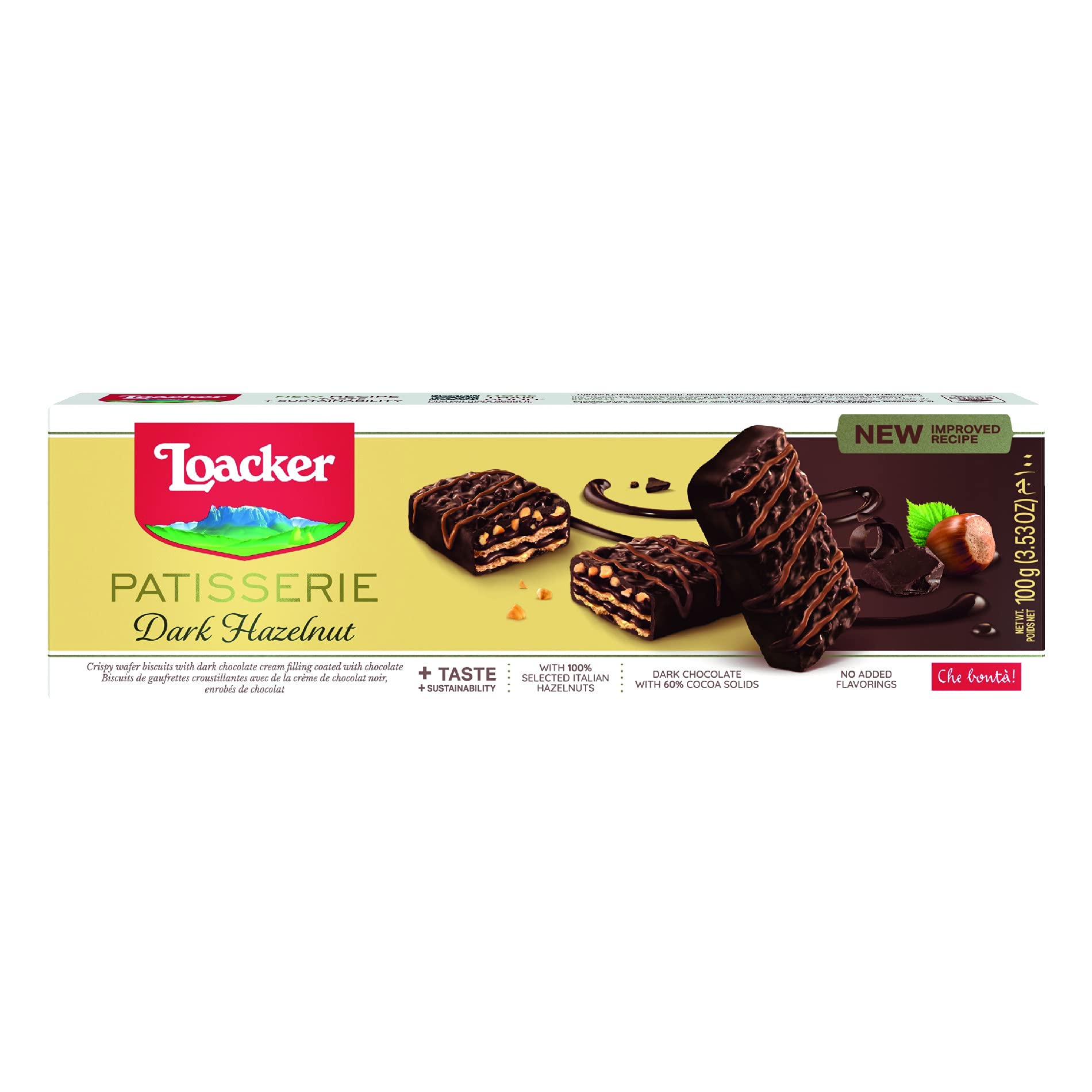 Loacker Gran Pasticceria Zartbitterschokolade-Haselnuss-Kekse, 100-g-Box (3er-Pack)