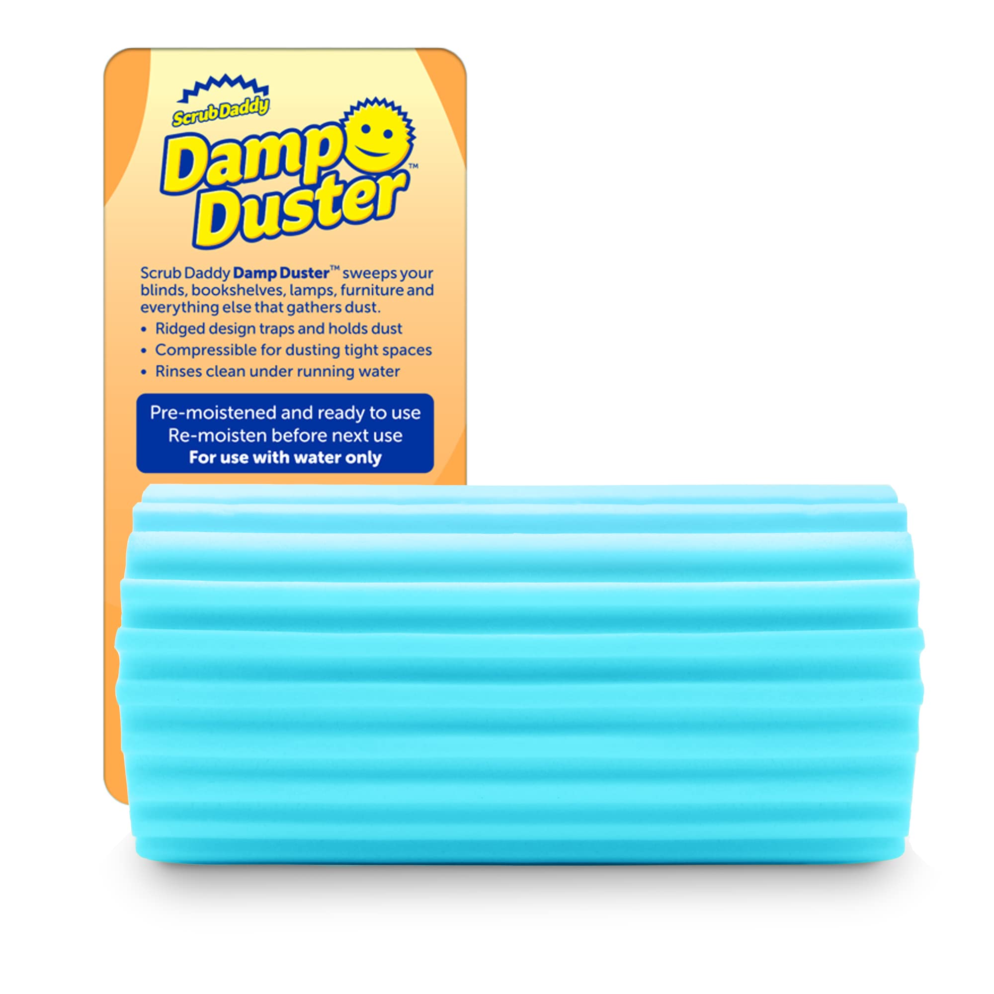 Scrub Daddy Damp Duster – Mehrzweck-Nassstaubschwamm für Jalousien, Heizkörper und Fußleisten, Blau