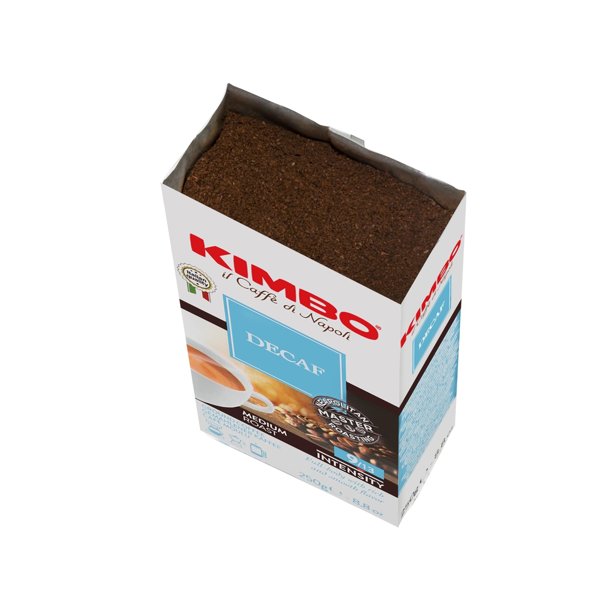 Kimbo - Entkoffeinierter gemahlener Kaffee 250 g | Mittelstark gerösteter italienischer Espresso