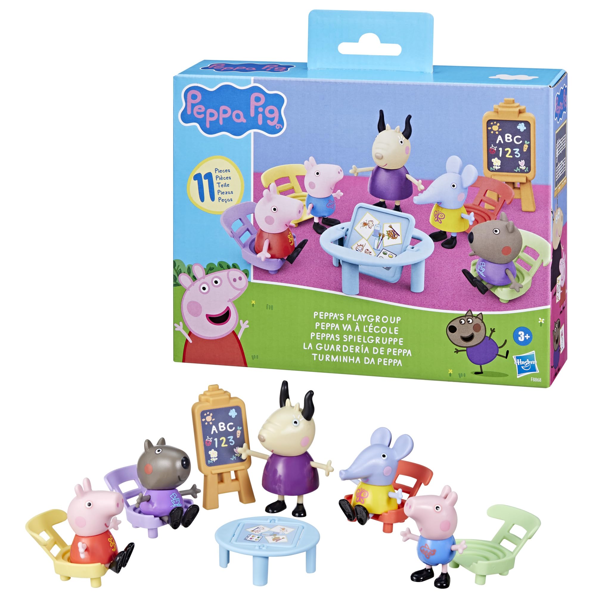 Peppa Pig Peppas Spielgruppen-Spielset – 5 Figuren und Klassenzimmer-Zubehör für Kinder ab 3 Jahren