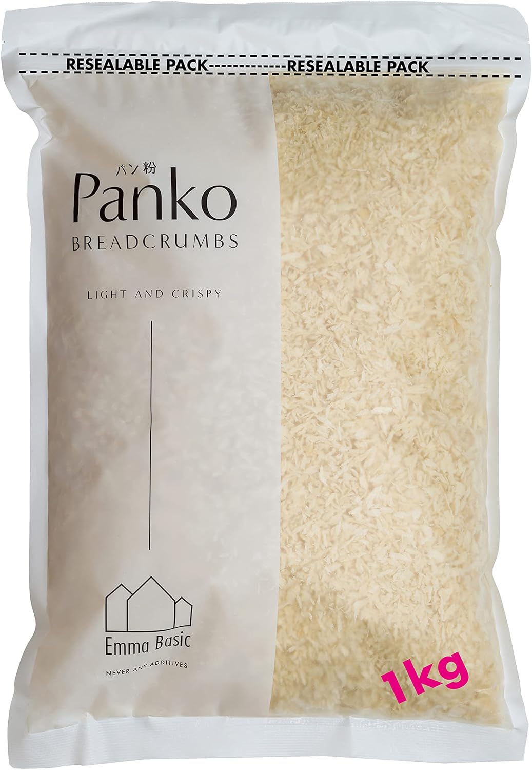 Emma Basic Panko Paniermehl, 10 mm lang, Nadelform, 1 kg, wiederverschließbarer Beutel