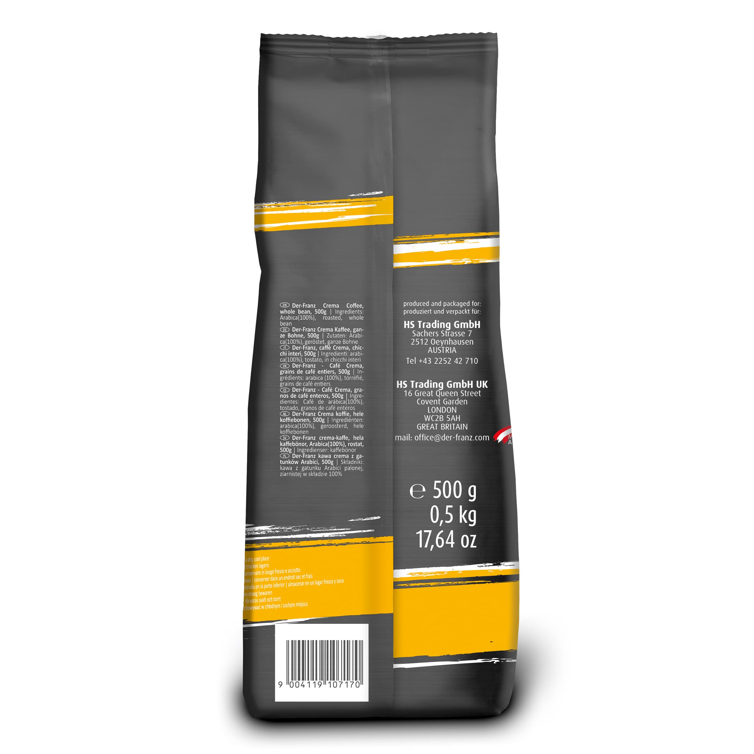 Der-Franz Crema Kaffee, Ganze Bohne, 3 x 500 g