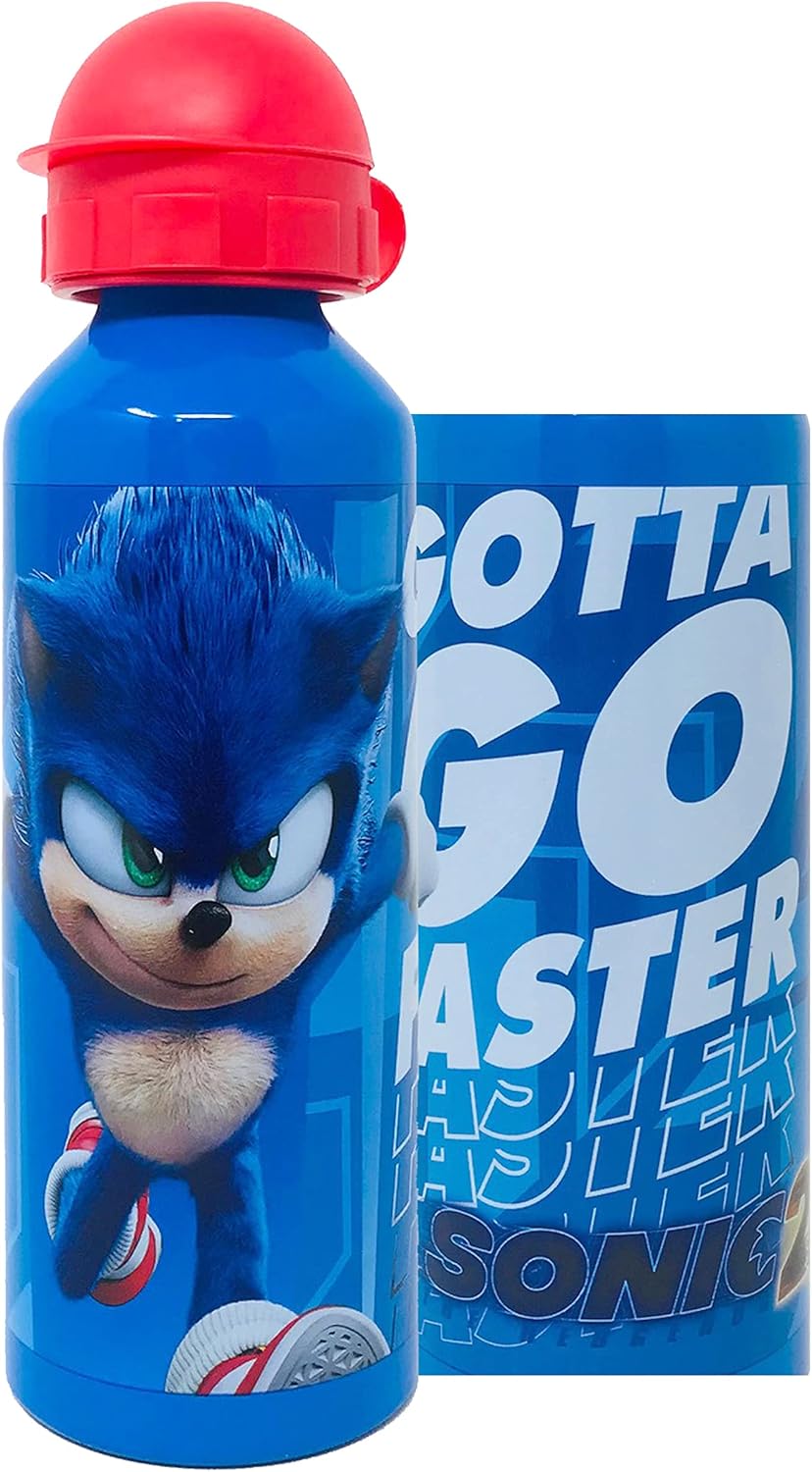 GIOVAS Sonic The Hedgehog Aluminium-Wasserflasche für Kinder, 520 ml