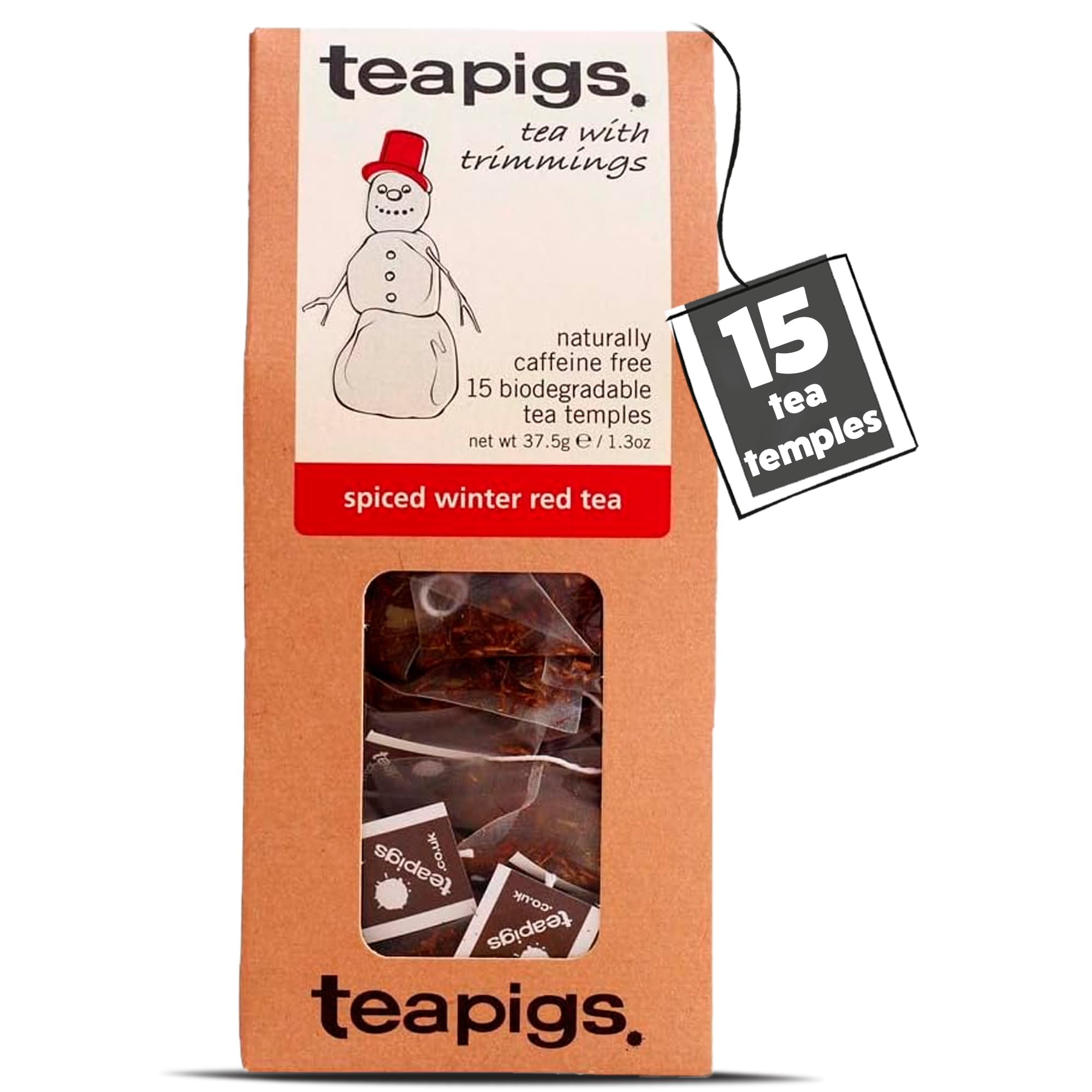 teapigs Spiced Winter Red Teebeutel – Rooibos-Kräutermischung mit Zimt, Nelken und Orangenschale