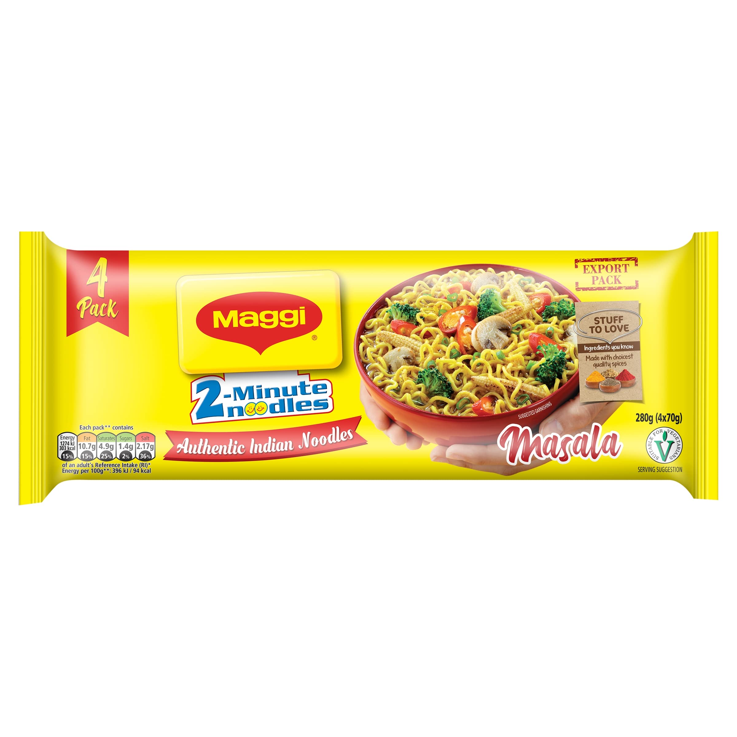 MAGGI 2 Minuten Masala Instantnudeln, 4er-Pack