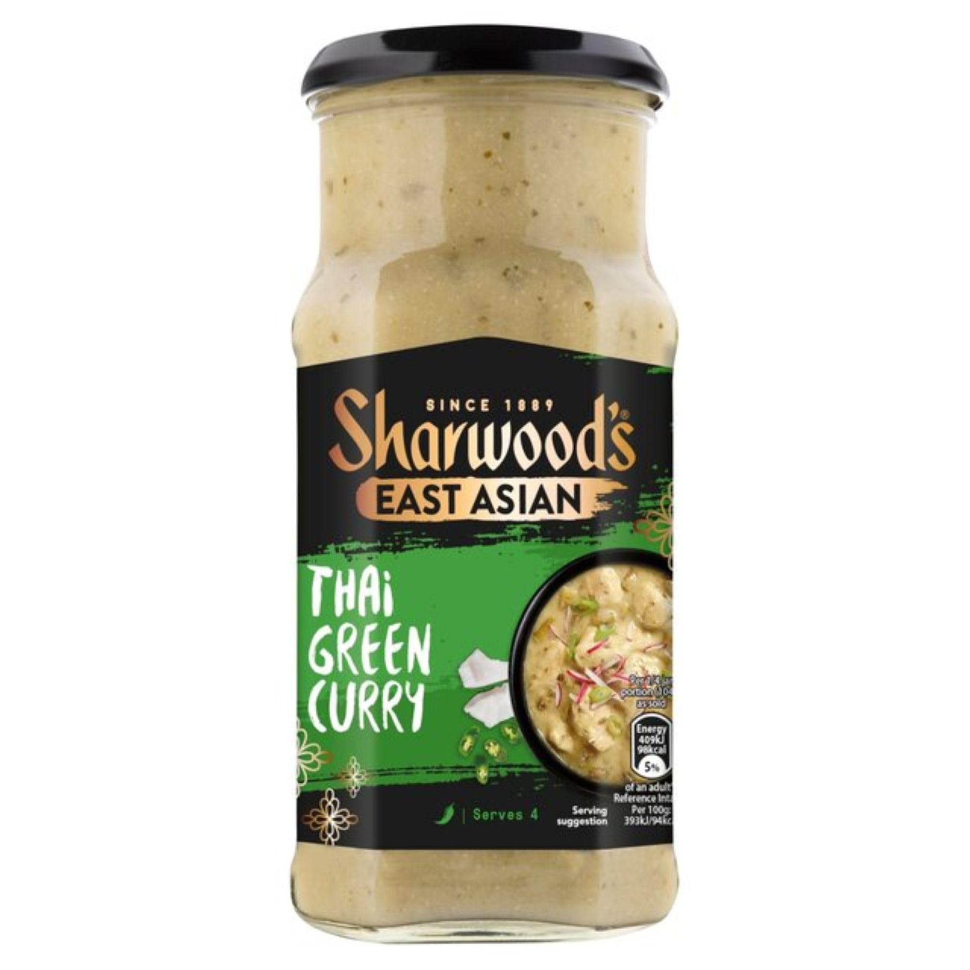 Sharwoods Thai-Grüne-Curry-Sauce – Kokosmilch, Zitronengras und grüne Chili