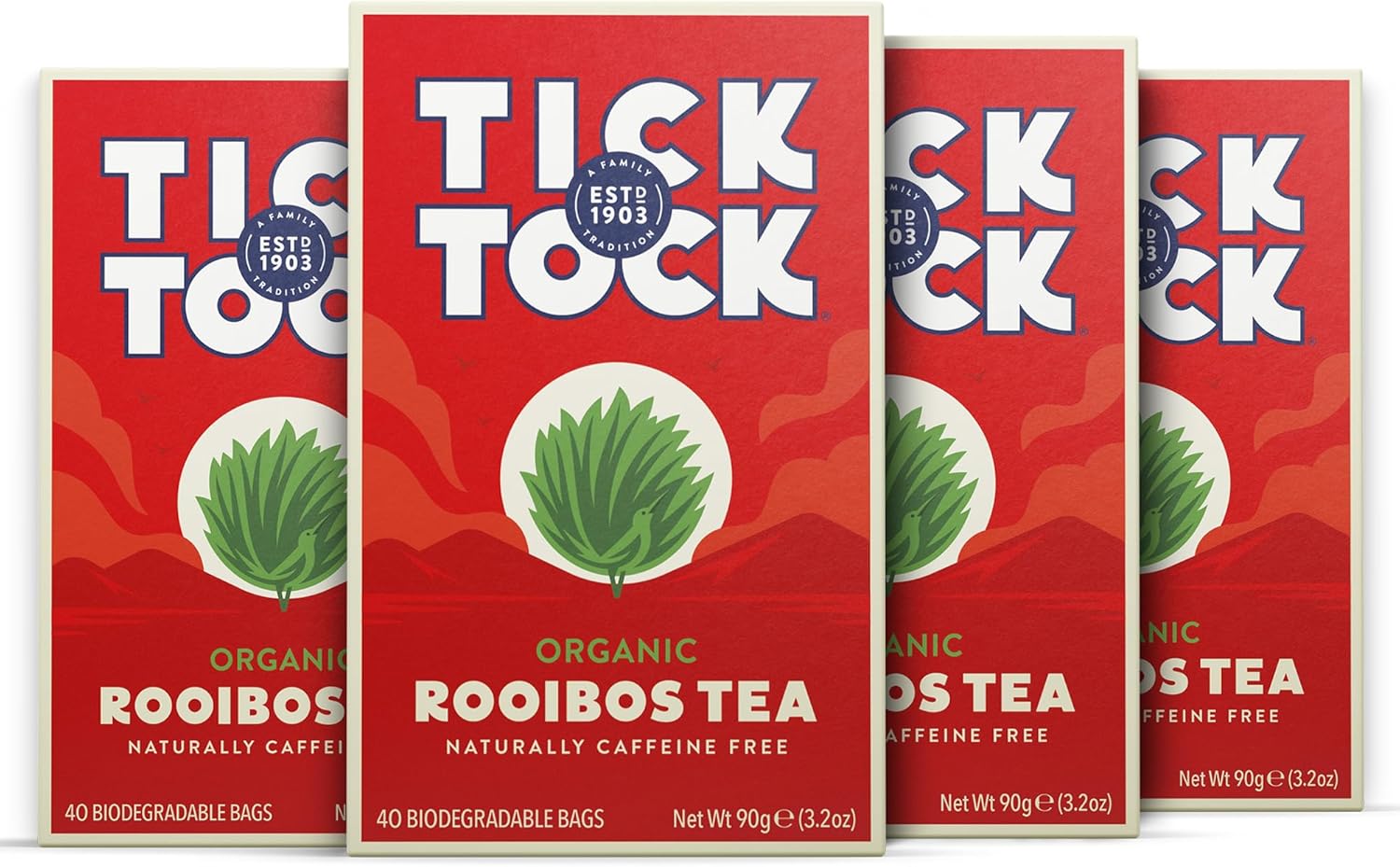 Tick Tock Bio Rooibos Tee, koffeinfrei, 160 Teebeutel (4 x 40)