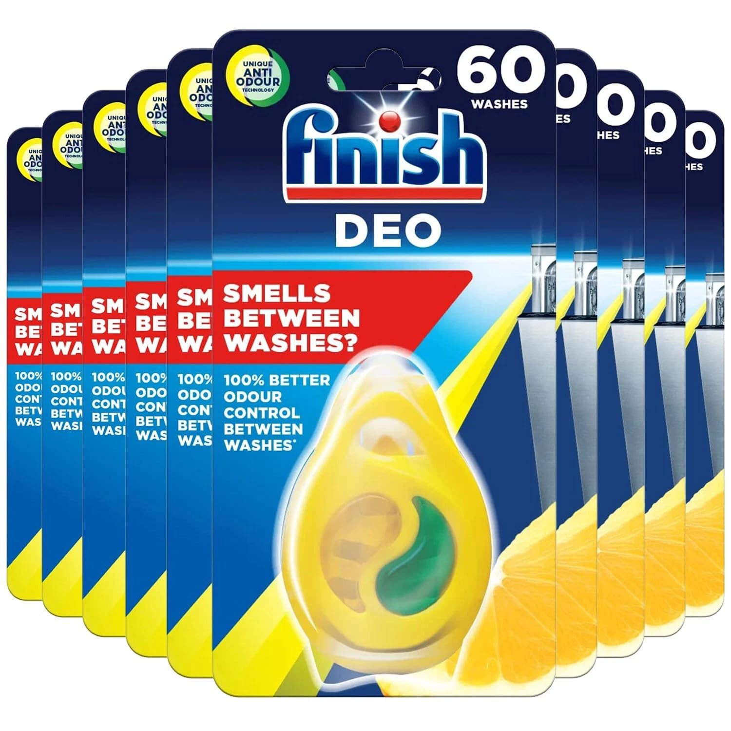 Finish - Spülmaschinenerfrischer Zitrone & Limette, 10er-Pack, beseitigt Gerüche, Duftkontrolltechnologie