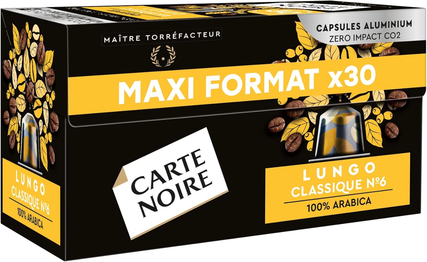 Carte Noire Espresso Lungo – 100 % Arabica, Nespresso-kompatible Aluminiumkapseln, 30 Kapseln