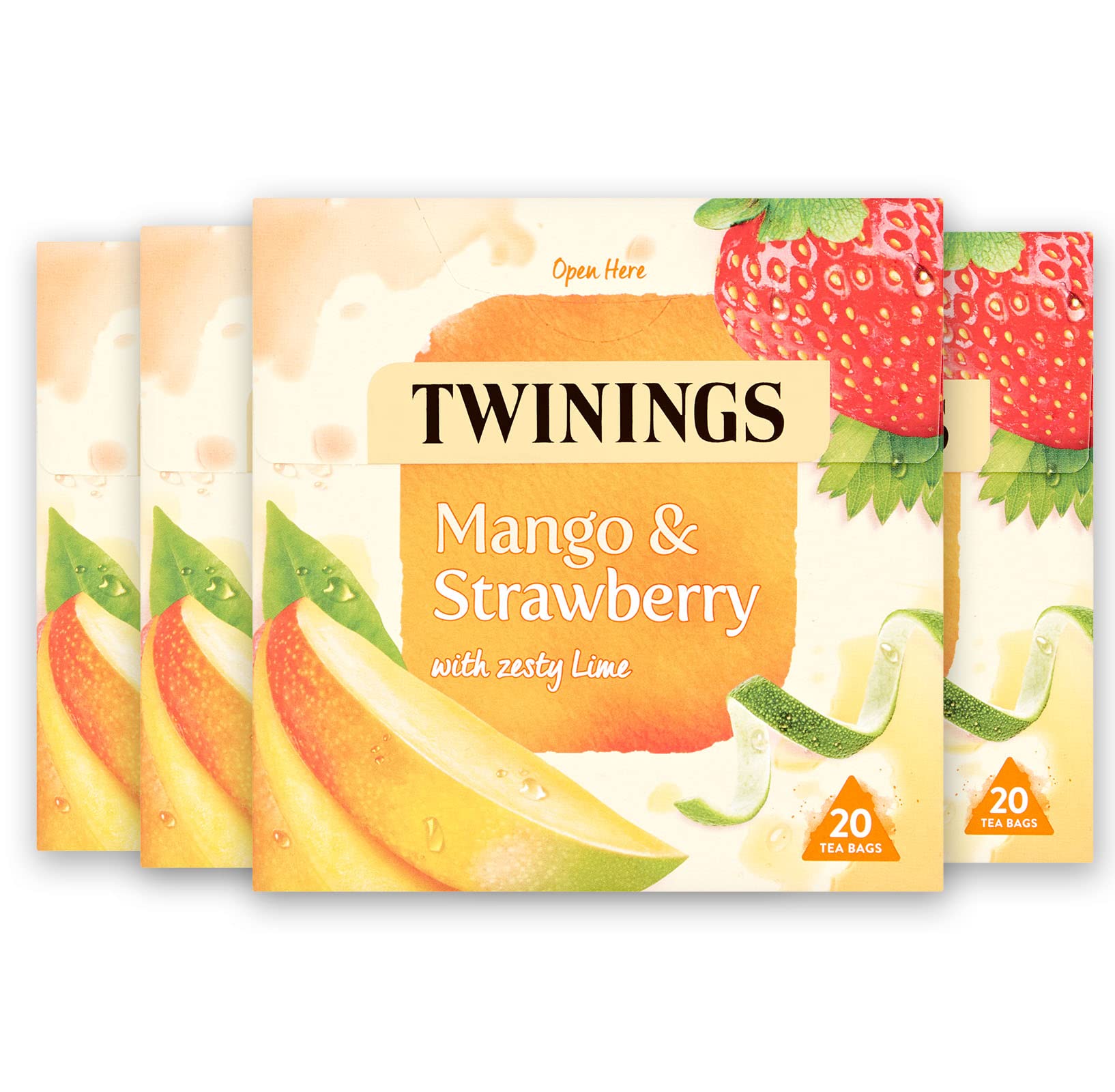 Twinings Früchtetee Mango Erdbeere & Limette 80 Beutel (4 x 20) Koffeinfrei