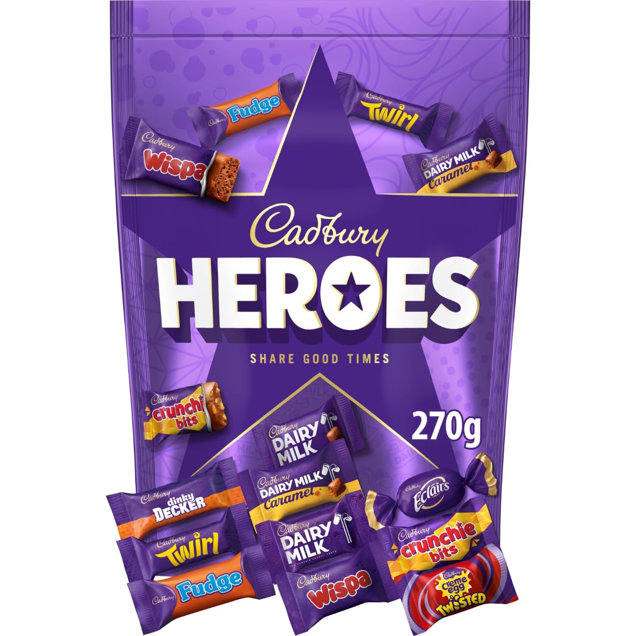 Cadbury Heroes sortierte Miniatur-Schokoladen – 270 g Beutel zum Teilen
