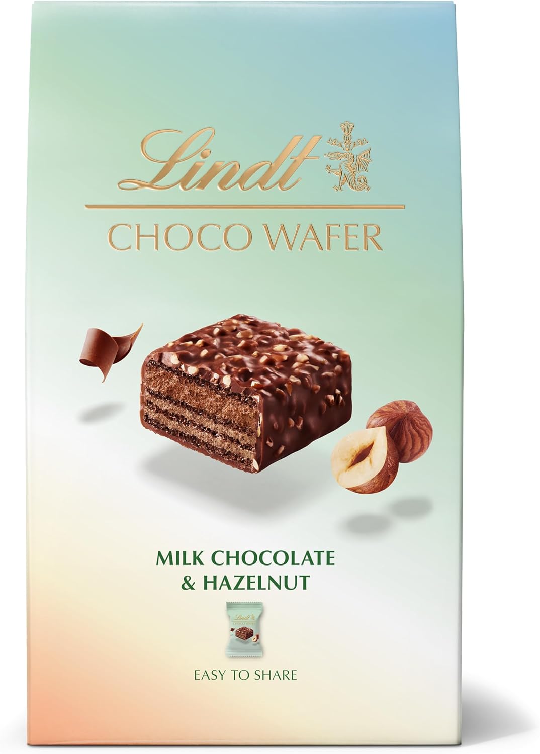 Lindt Choco Wafer Milchschokolade & Haselnuss Box - 135g (9 Waffeln)