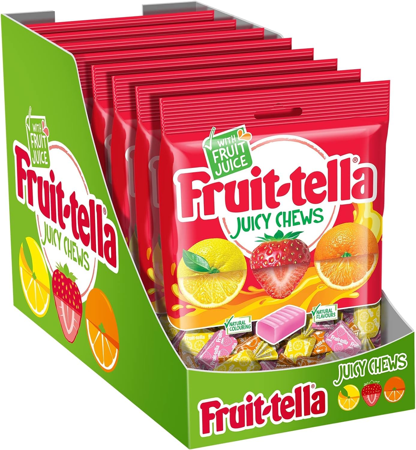 Fruittella Juicy Chews – Kaubonbons mit gemischtem Erdbeer-, Orangen- und Zitronengeschmack (1,36 kg)