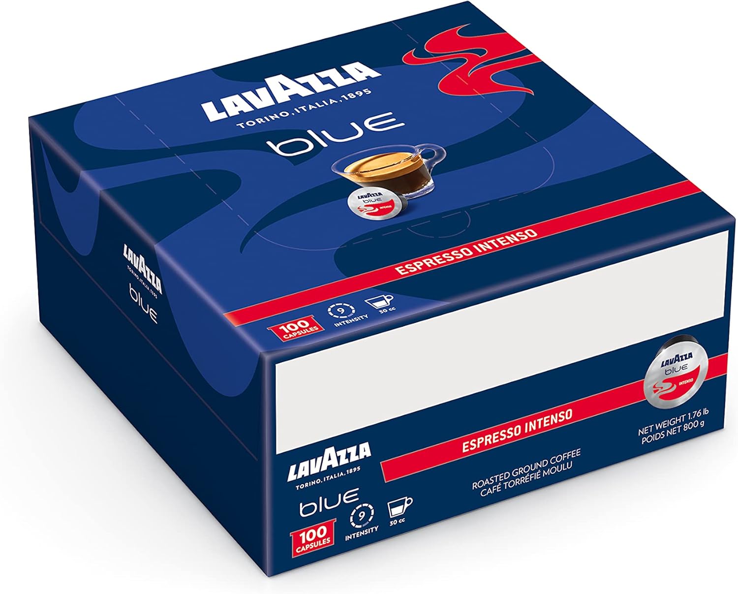 Lavazza Blue Espresso Intenso Kaffeekapseln, 100 % Arabica, 100 Kapseln, kompatibel mit Lavazza Blue Maschinen
