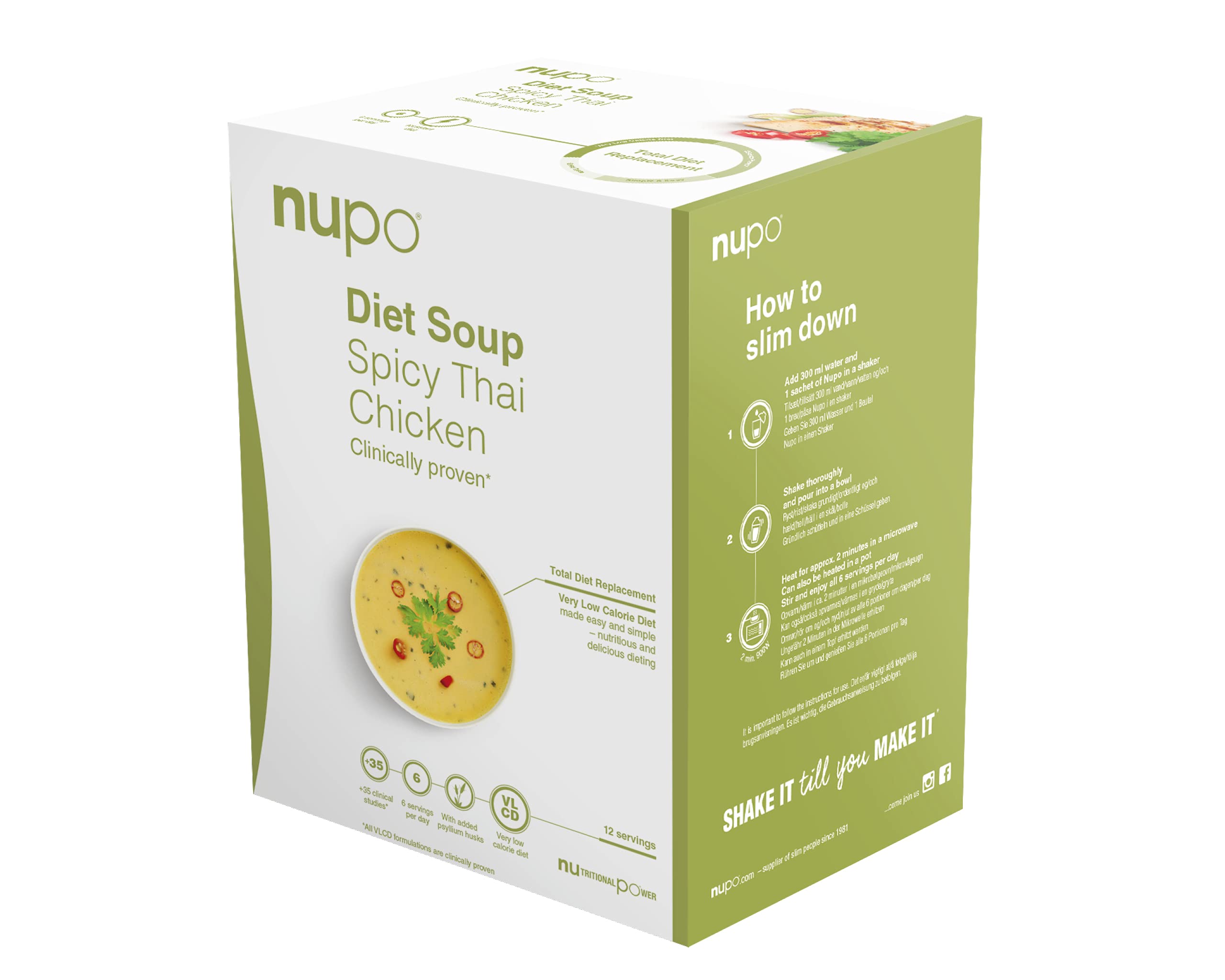 NUPO Diät-Mahlzeitenersatz, glutenfrei, würzige Thai-Hühnersuppe (12 Portionen)