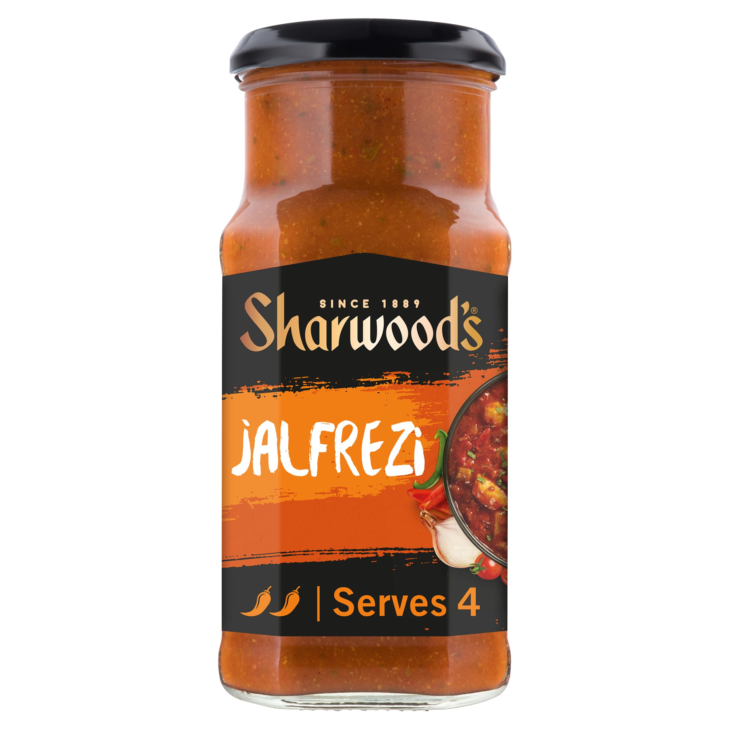 Sharwoods Jalfrezi Medium Curry-Kochsauce – Feurige Tomaten- und Paprikamischung