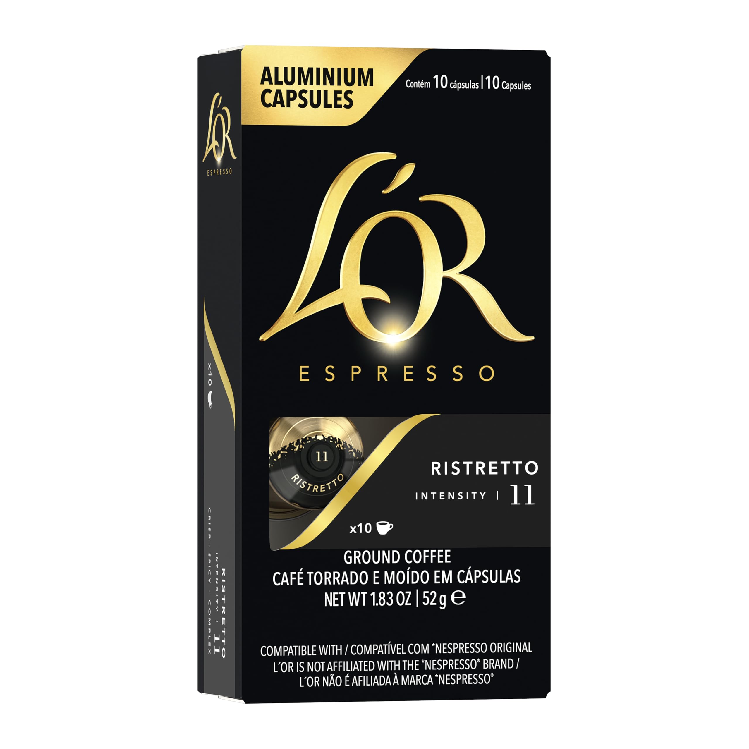 L'OR Espresso Ristretto Kaffeepads x10 Intensität 11 - Aluminiumkapseln für Nespresso-Maschinen