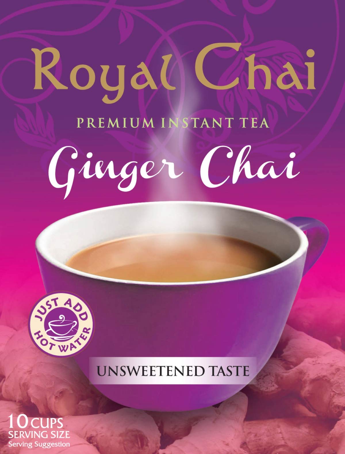 Royal Chai Premium Ingwer Instant Indischer Tee Ungesüßt - 10 Beutel (180g)