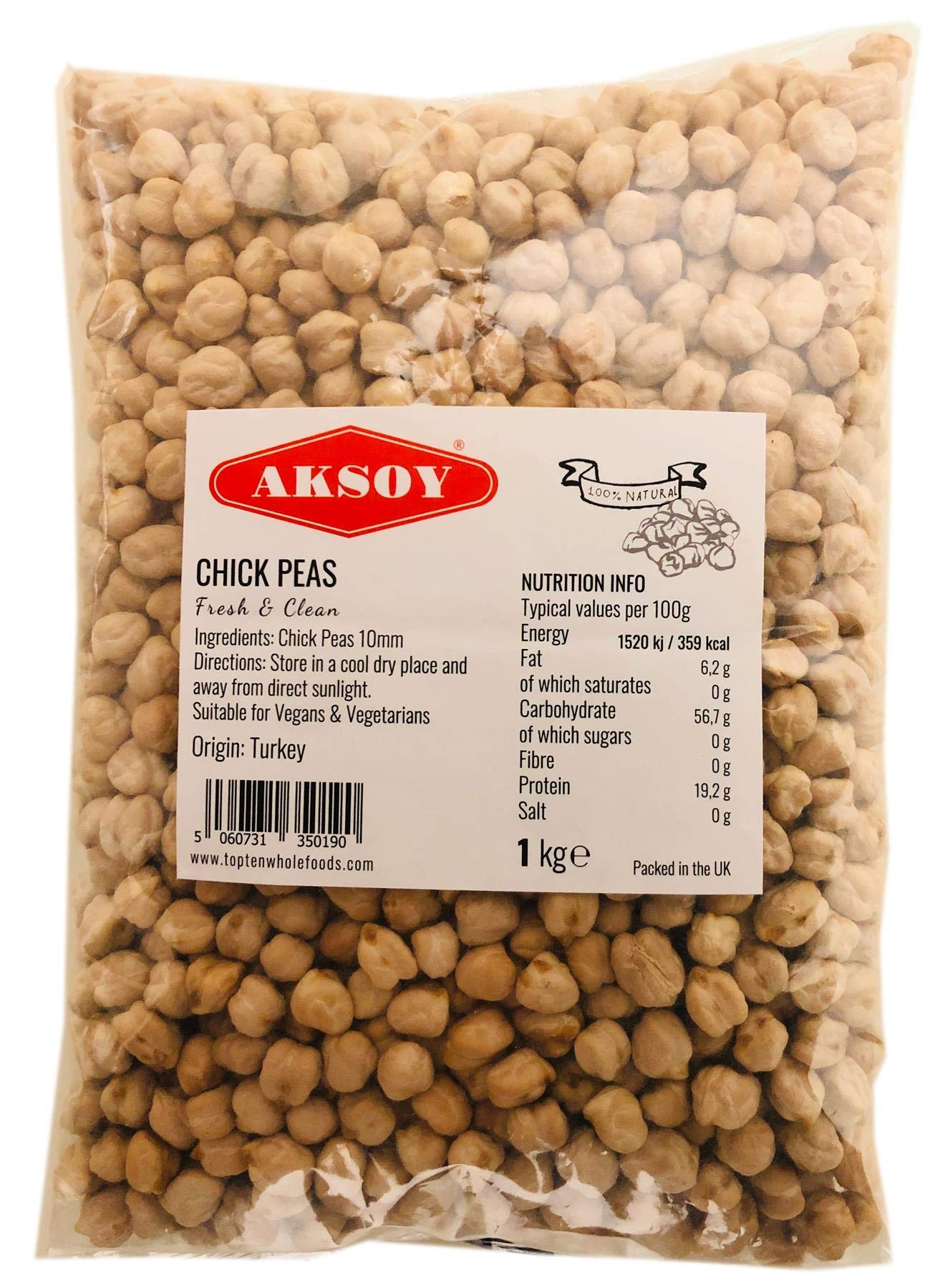Aksoy - Premium Trockenkichererbsen XL Größe (12mm) 1KG
