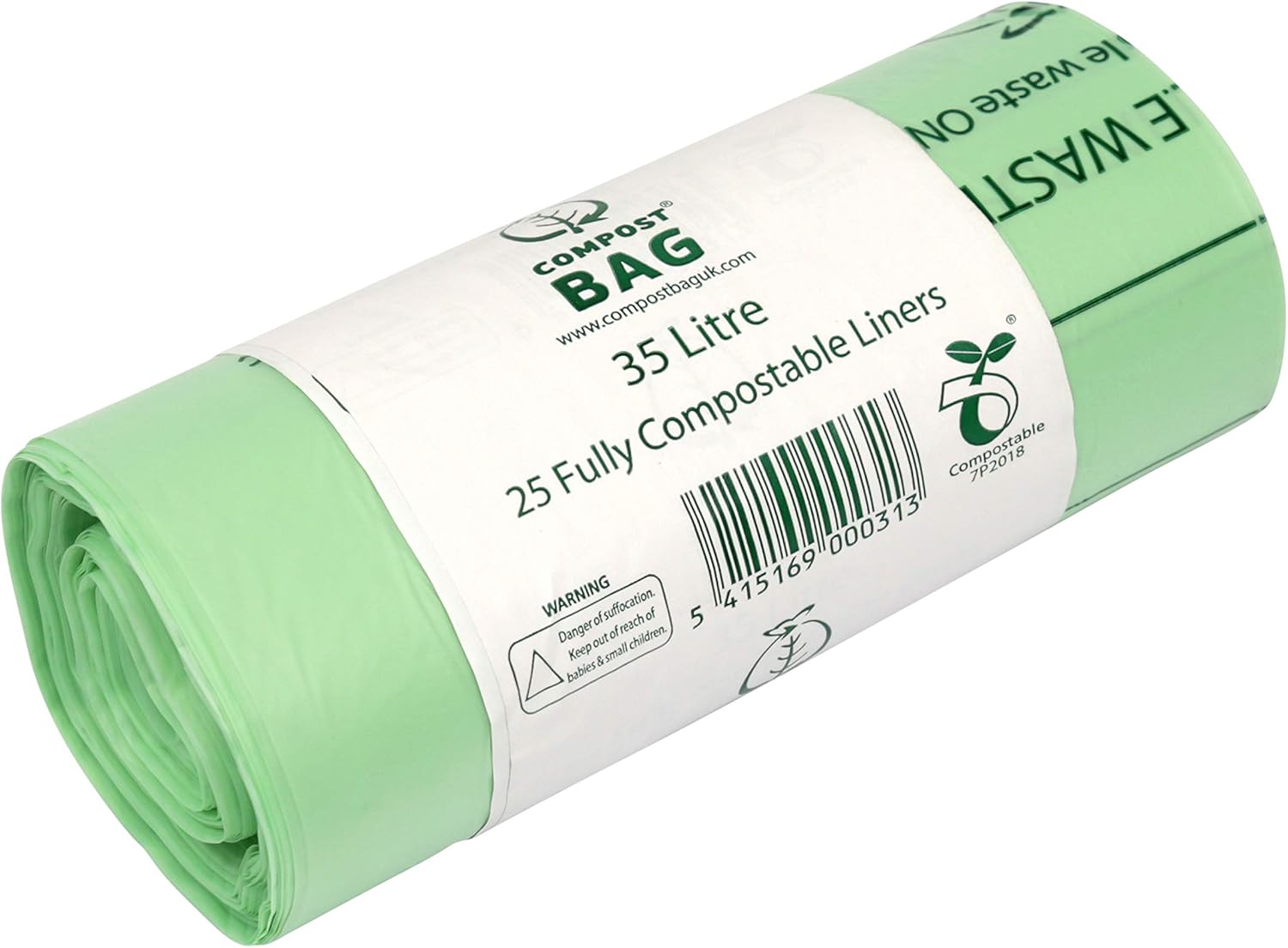 All-Green kompostierbare Müllbeutel für Bio-Abfälle, 35/40 l, 25 Stück, mit Kompostierungsanleitung