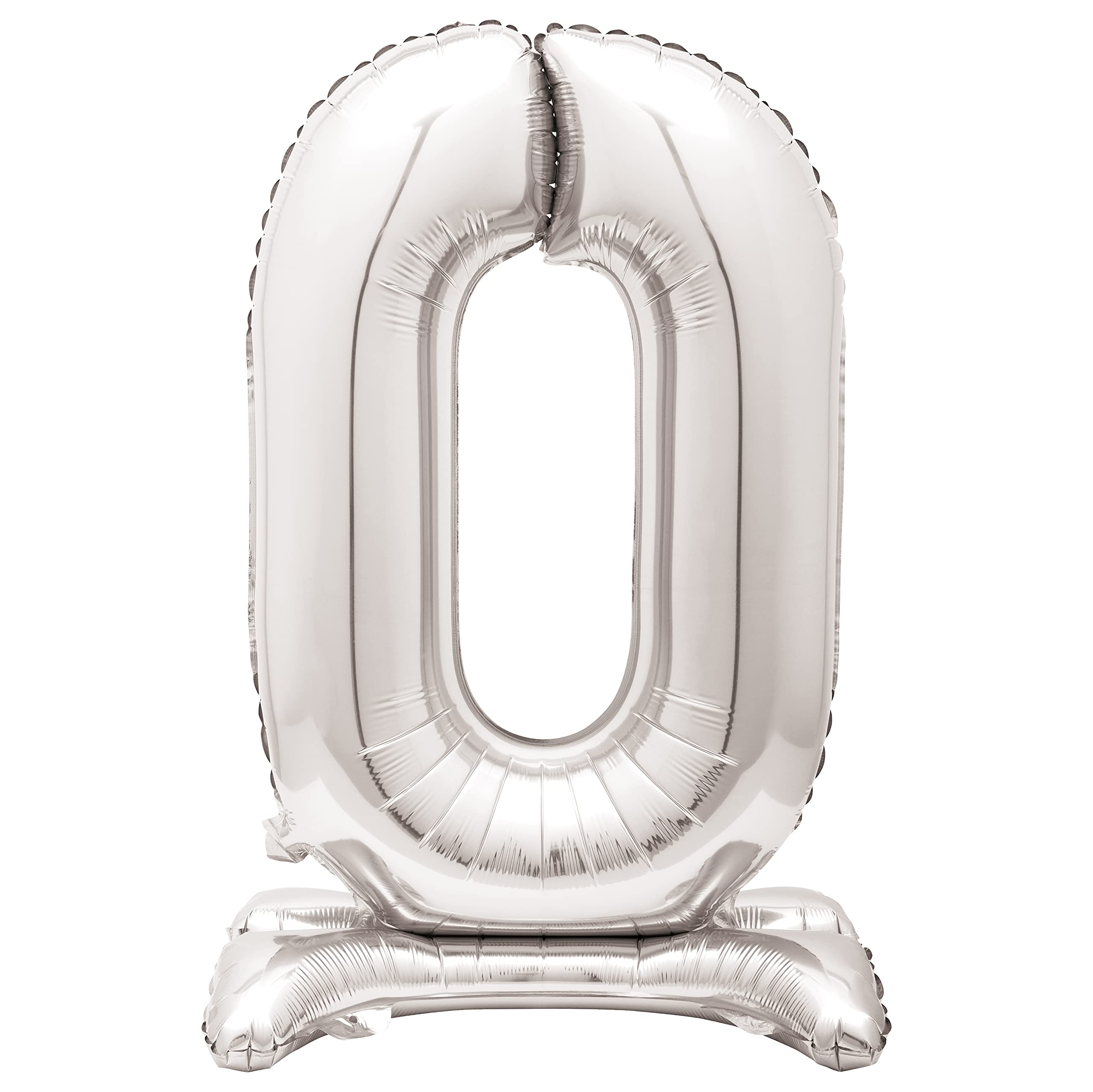 Majestätischer silberner Folienballon in 0-Form – 76 cm, eigenständige Partydekoration für Meilensteinfeiern