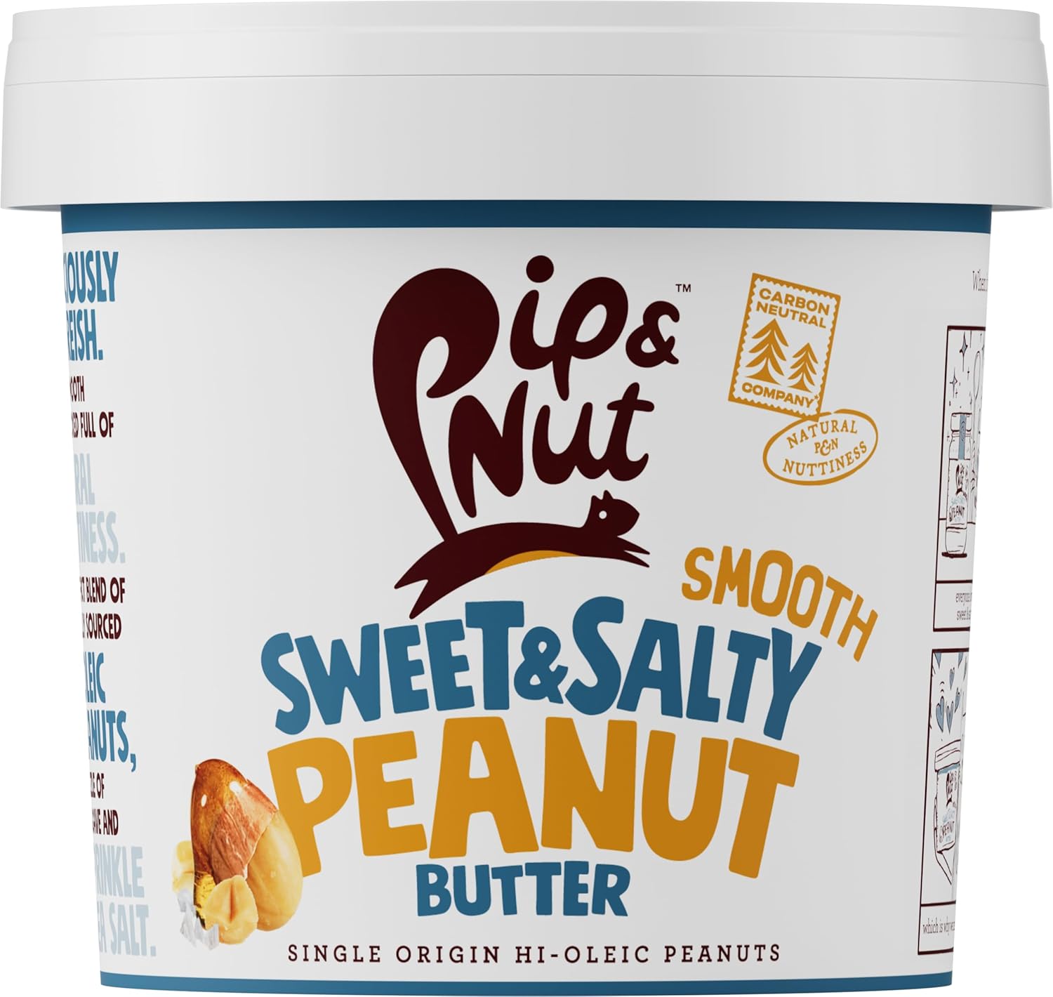 Pip & Nut Süße & Salzige, glatte Erdnussbutter (1 kg) – Ohne Palmöl, natürlicher Nussaufstrich
