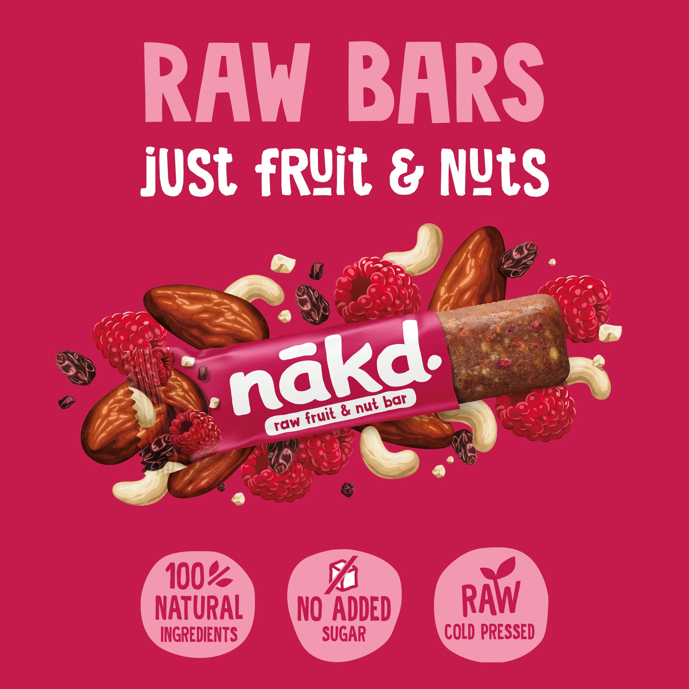 Nakd Berry Delight Rohkost- und Nussriegel – Vegan, Glutenfrei, Ohne Zuckerzusatz – 35 g x 18