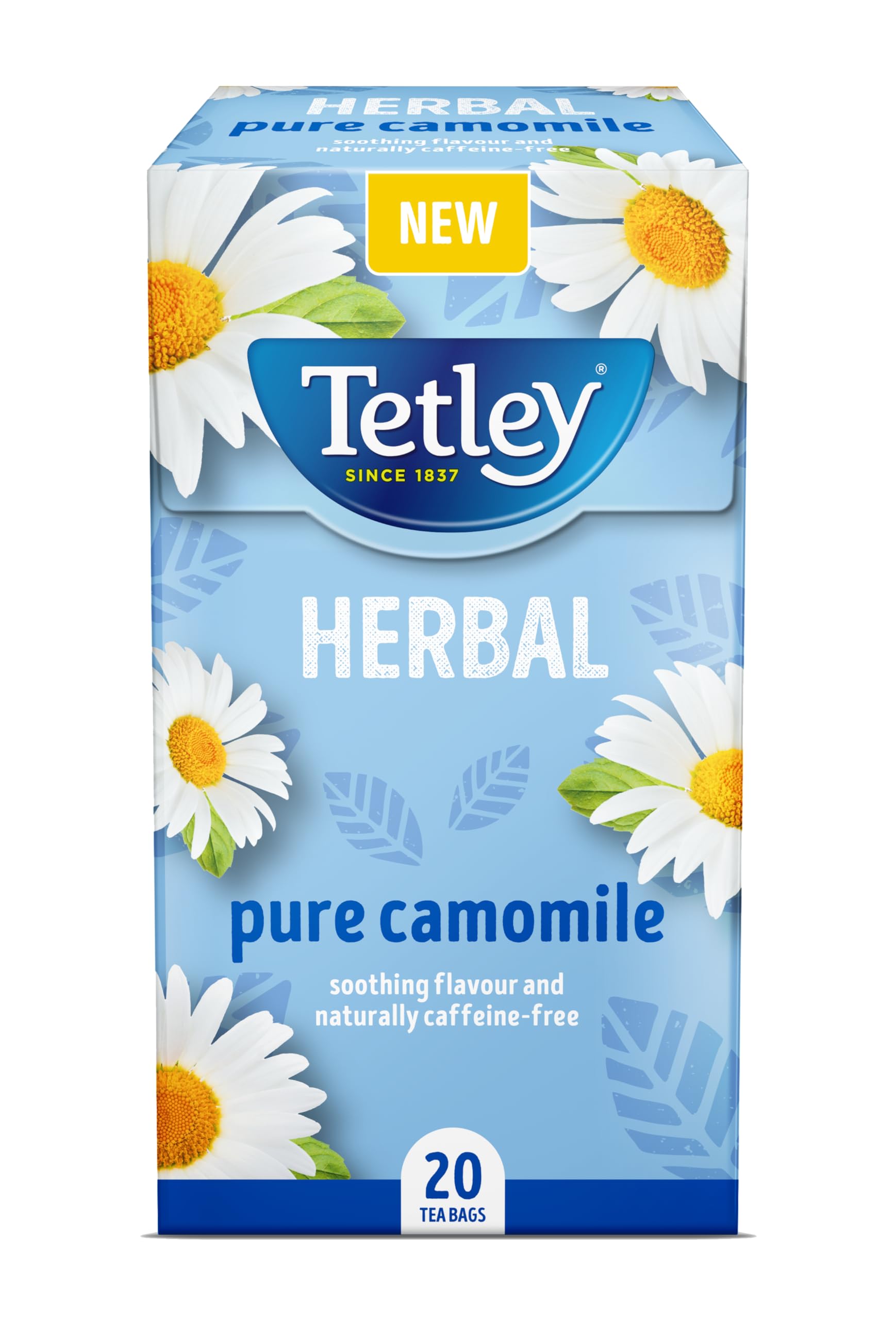 Tetley Pure Kamillen-Kräutertee – 4 Schachteln mit je 20 Teebeuteln (insgesamt 80), natürlich koffeinfrei