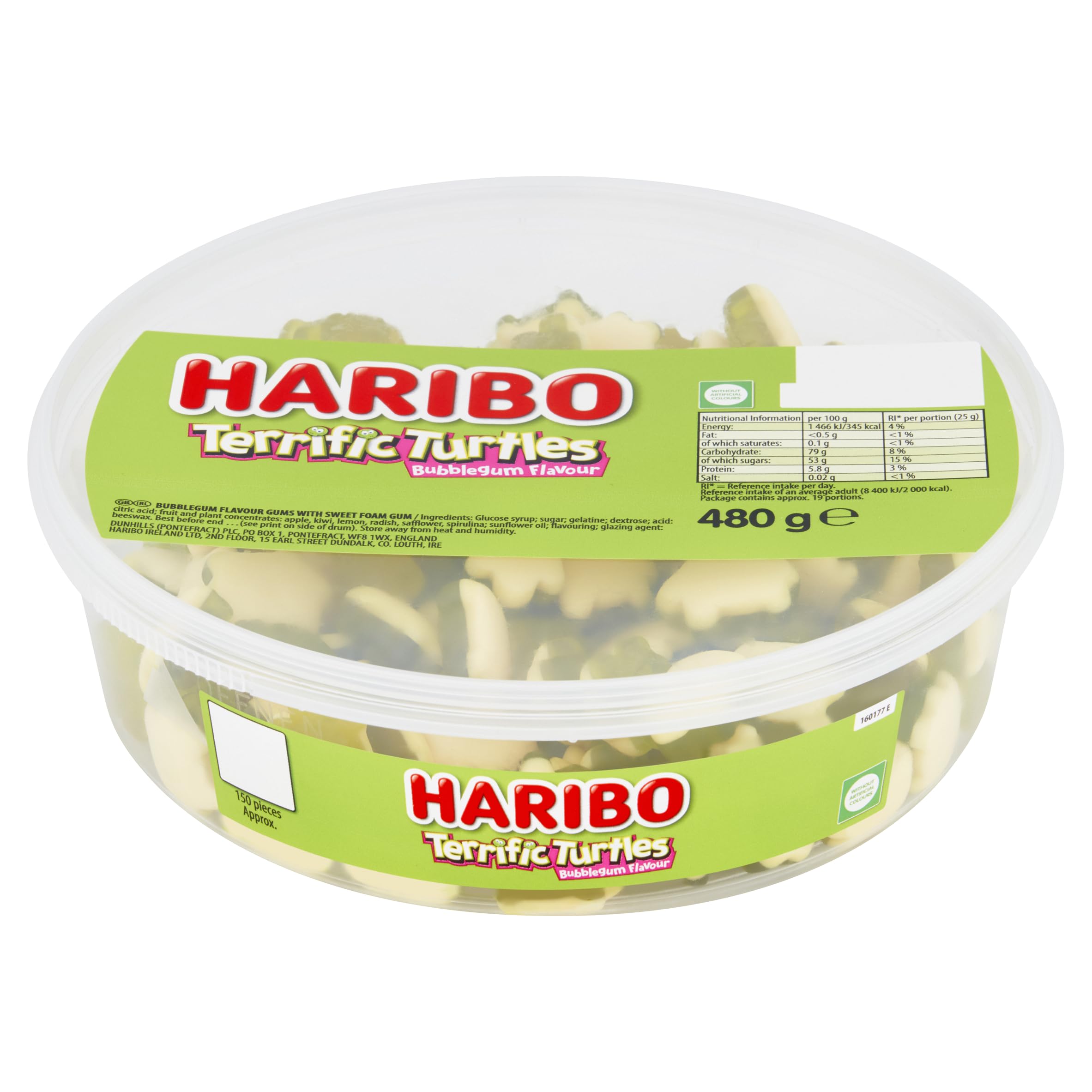 HARIBO Terrific Turtles – 480g Becher mit 150 fruchtigen Gummibonbons