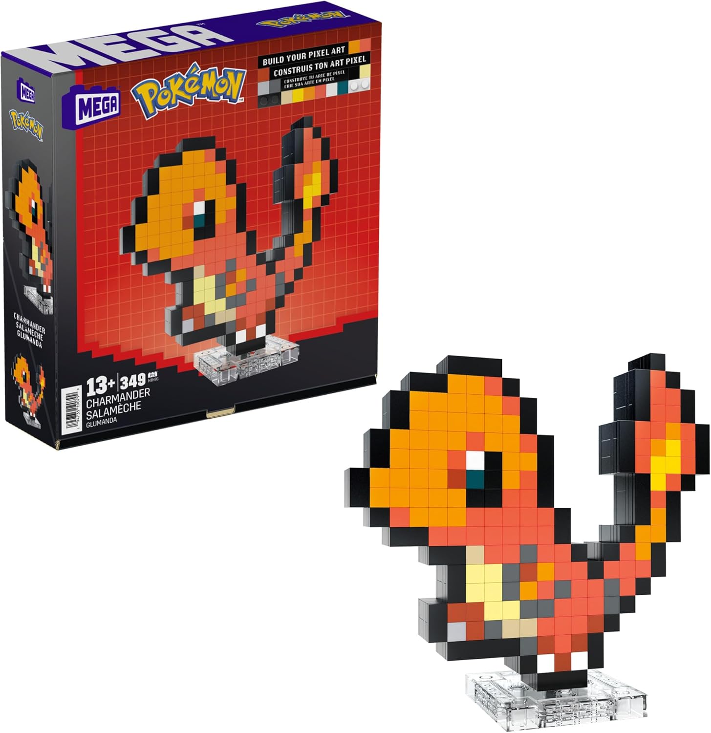 MEGA Pokémon Charmander Building Set - 349-Piece Pixel Art Figure for Adult Collectors