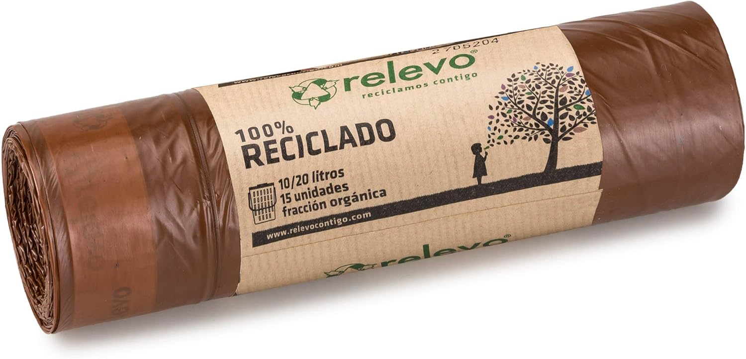 Relevo 100 % recycelte, strapazierfähige Müllbeutel, 20 l, 15 Beutel