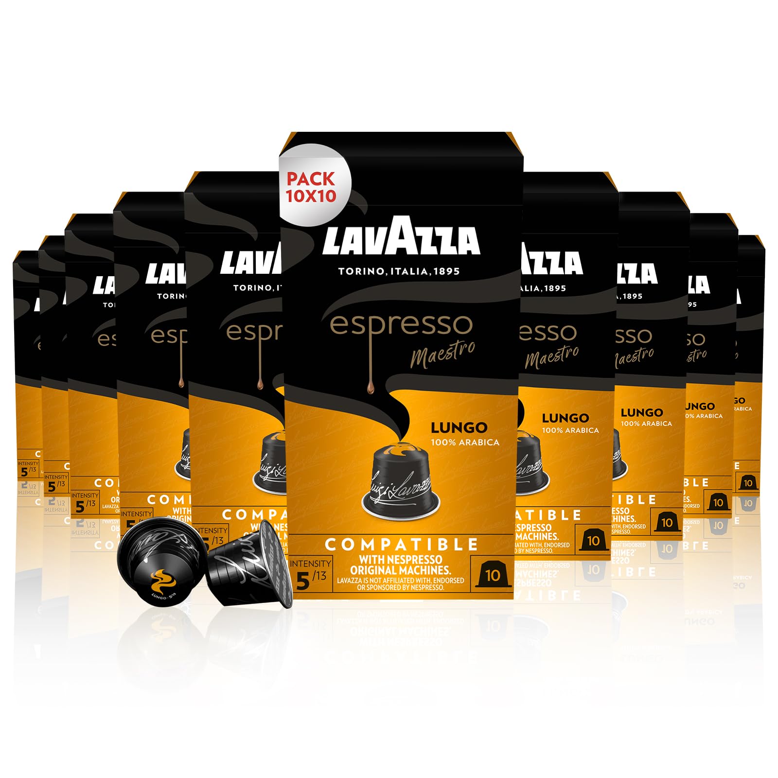 Lavazza Espresso Maestro Lungo – 100 Aluminiumkapseln, kompatibel mit Nespresso-Originalmaschinen