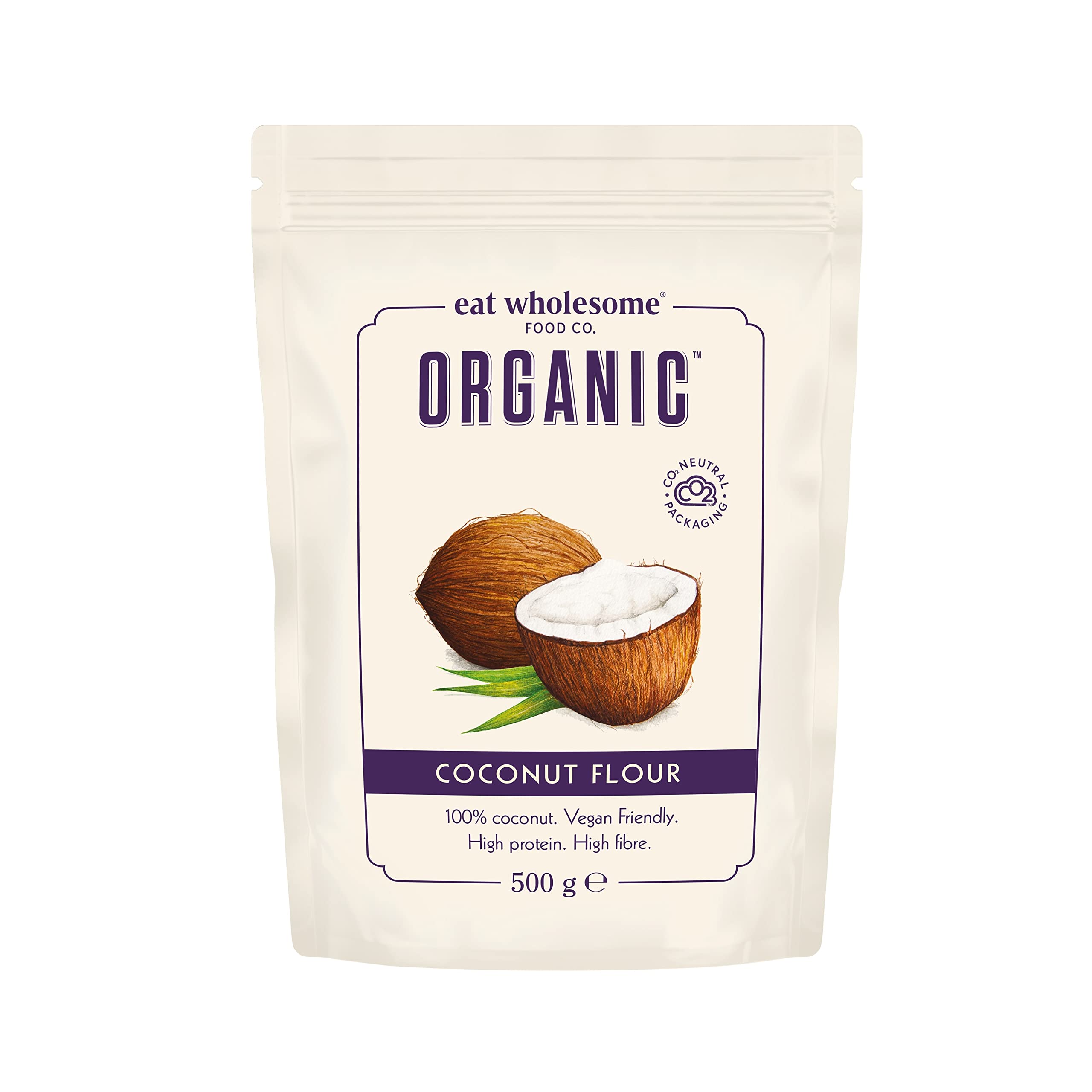 Eat Wholesome Bio-Kokosmehl, 500 g – Hoher Proteingehalt, Hoher Ballaststoffgehalt, 100 % Kokosnuss