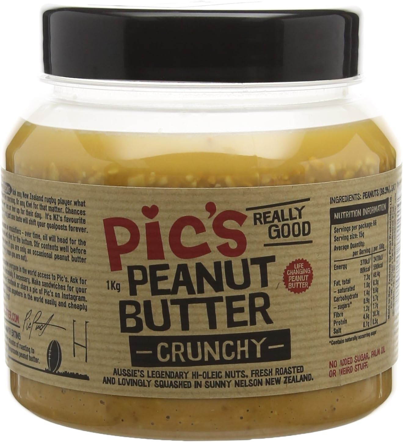 Pic's - Erdnussbutter Crunchy 1 kg Nussaufstrich