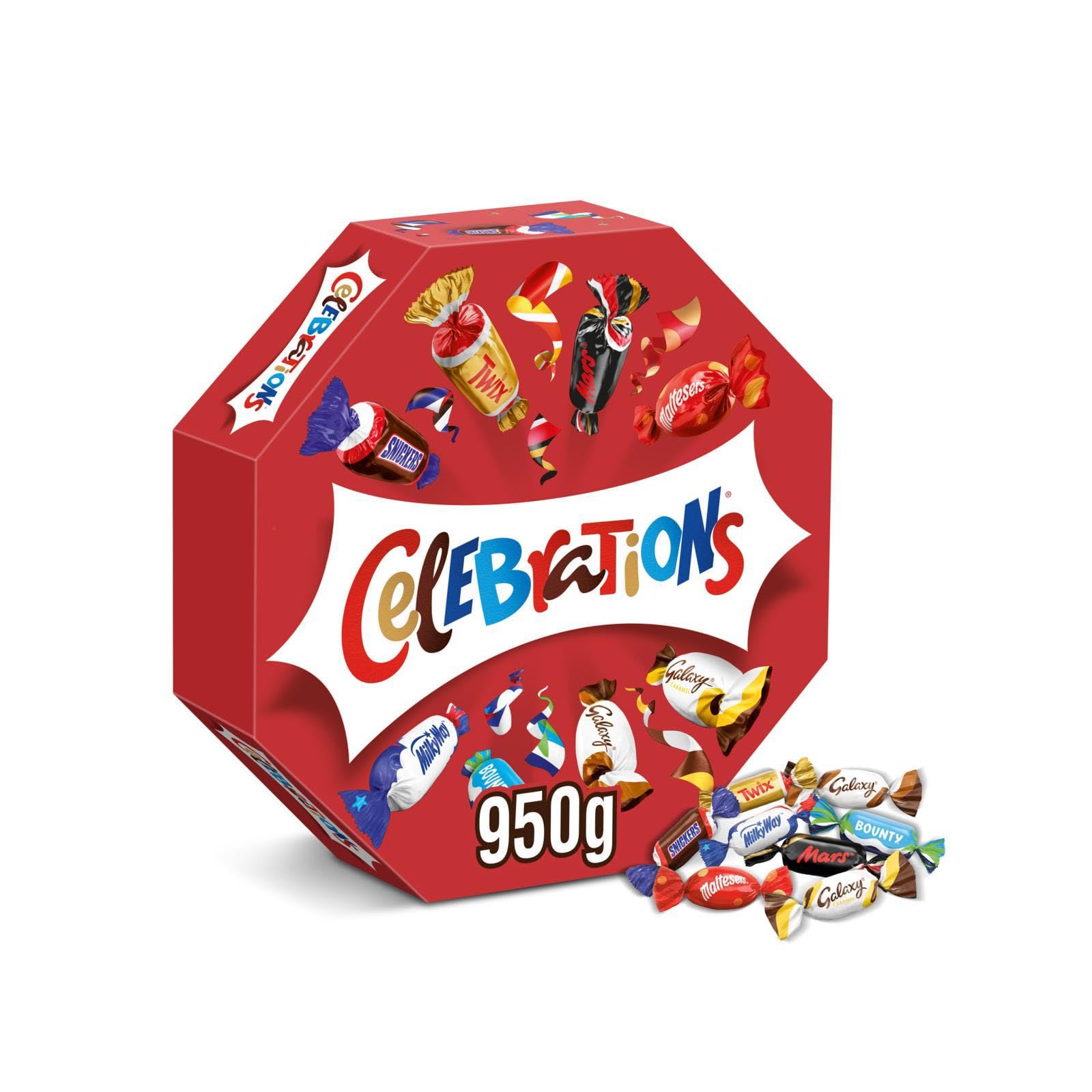 Celebrations Großpackung Pralinenschachtel, 950 g – Geschenkbox mit verschiedenen Mini-Schokoriegeln und Keksen