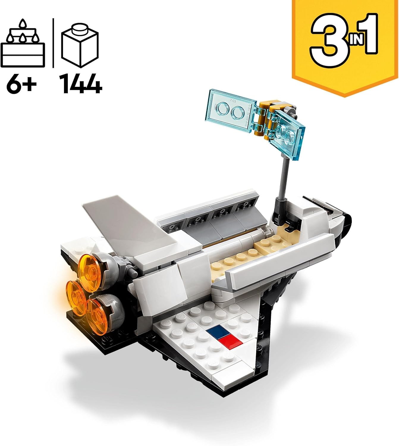 LEGO 31134 Creator 3-in-1-Spaceshuttle-Spielzeug – Umbaubares Weltraum-Spielset für Kinder ab 6 Jahren